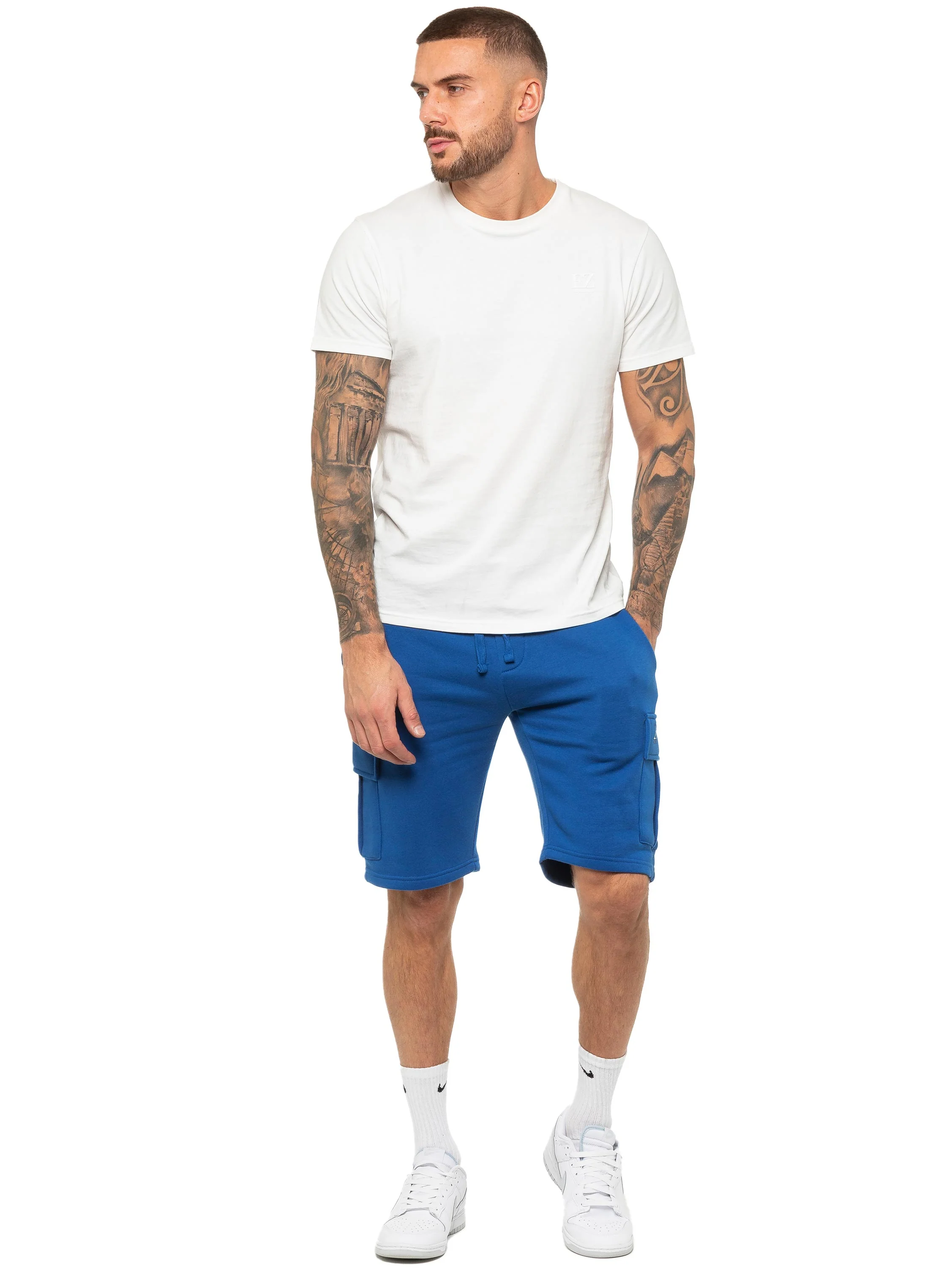 Raphael Fleece Cargo Shorts - Blue - Image 4