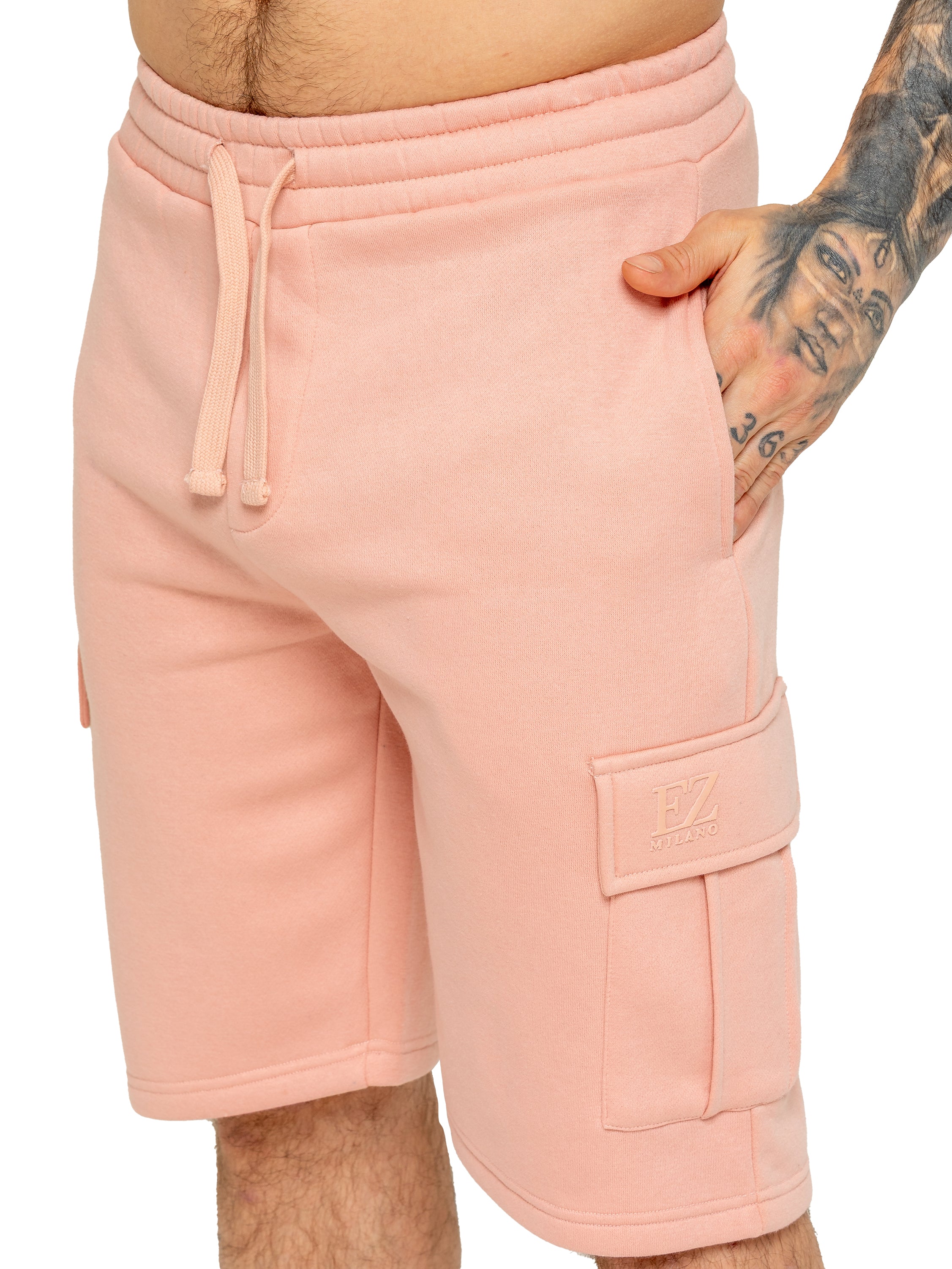 Raphael Fleece Cargo Shorts - Dusty Pink - Image 5
