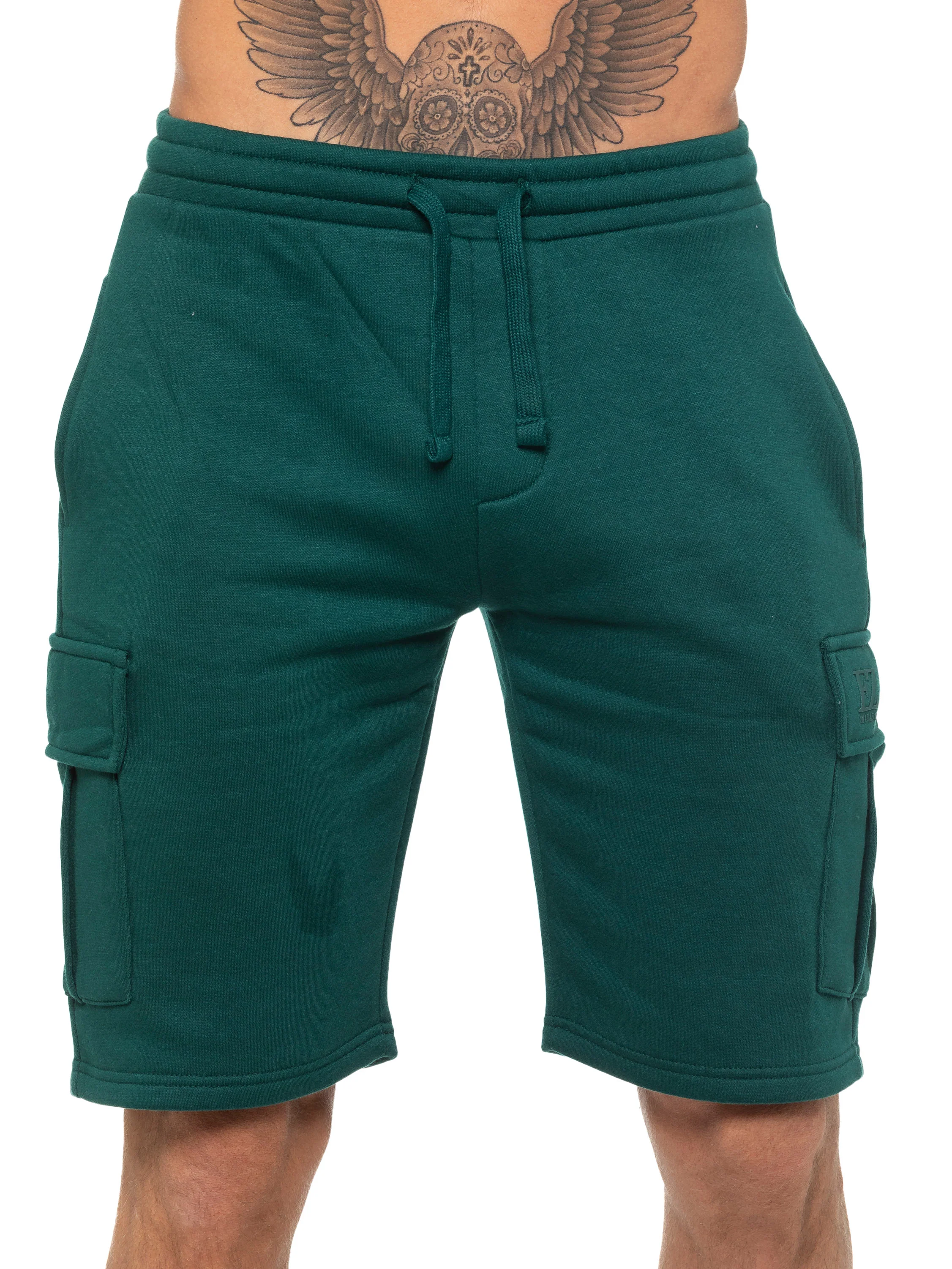 Raphael Fleece Cargo Shorts - Green - Image 3