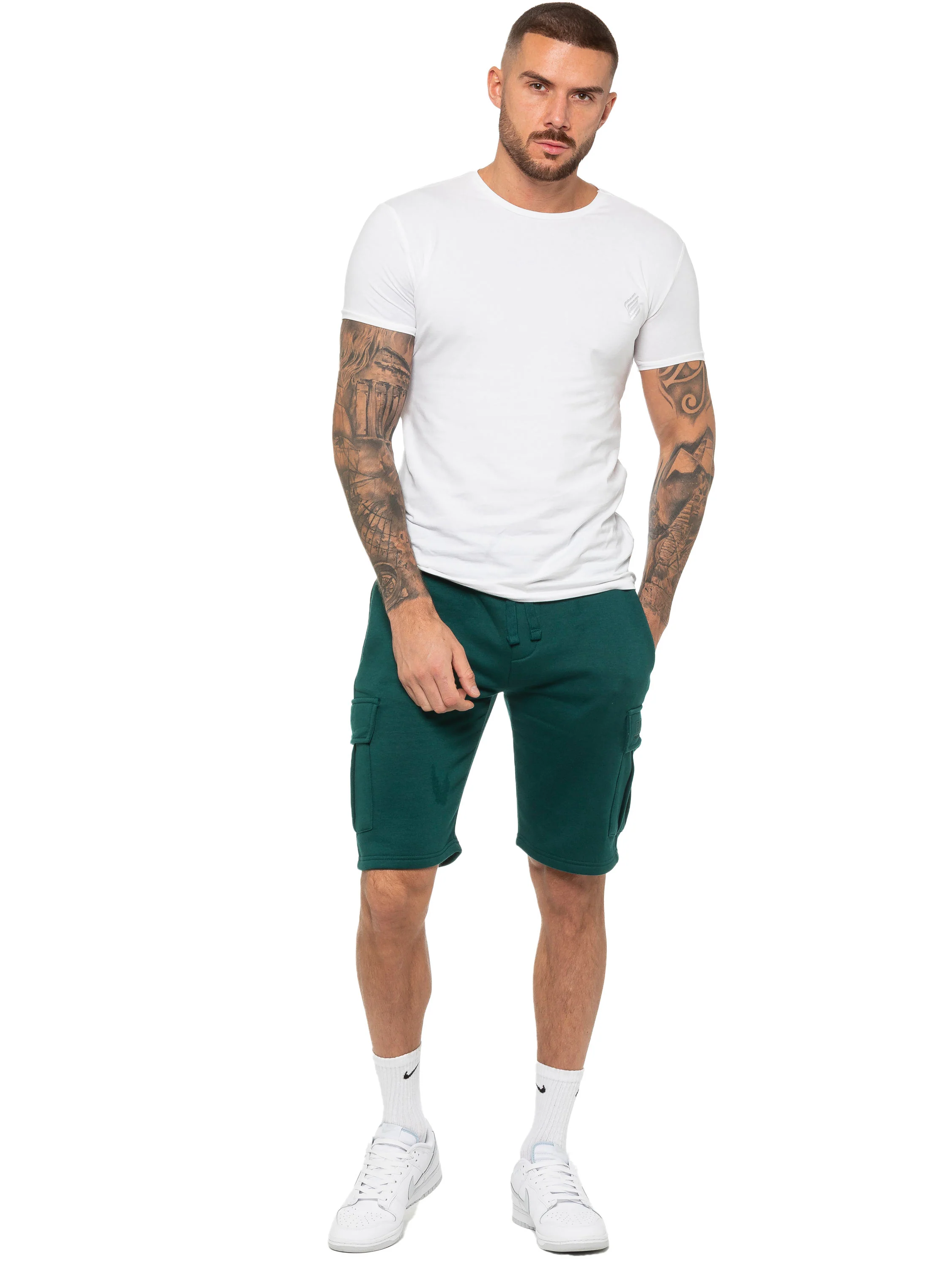 Raphael Fleece Cargo Shorts - Green - Image 5