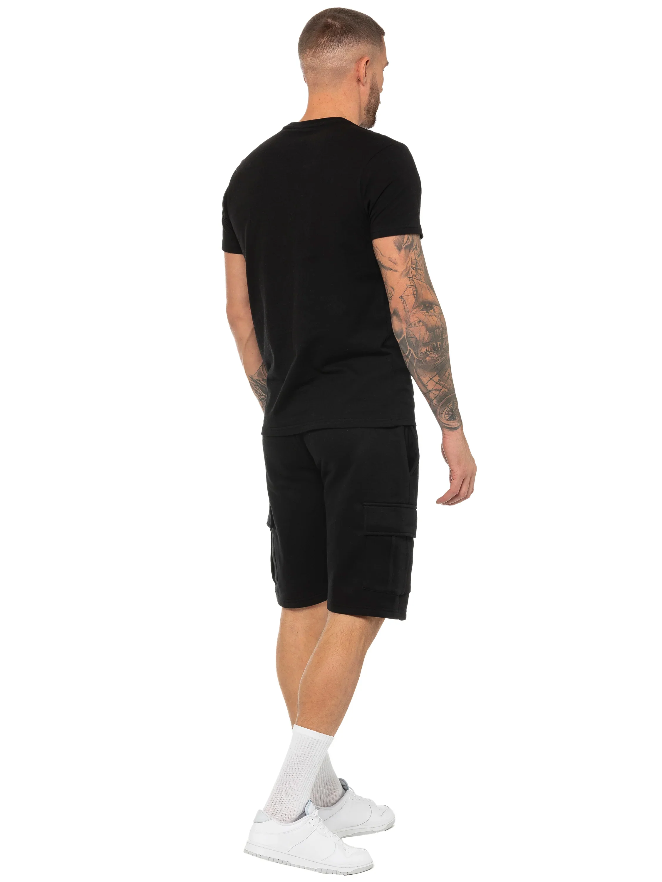 Regular Fit T-Shirt and Cargo Shorts Set - Black - Image 4