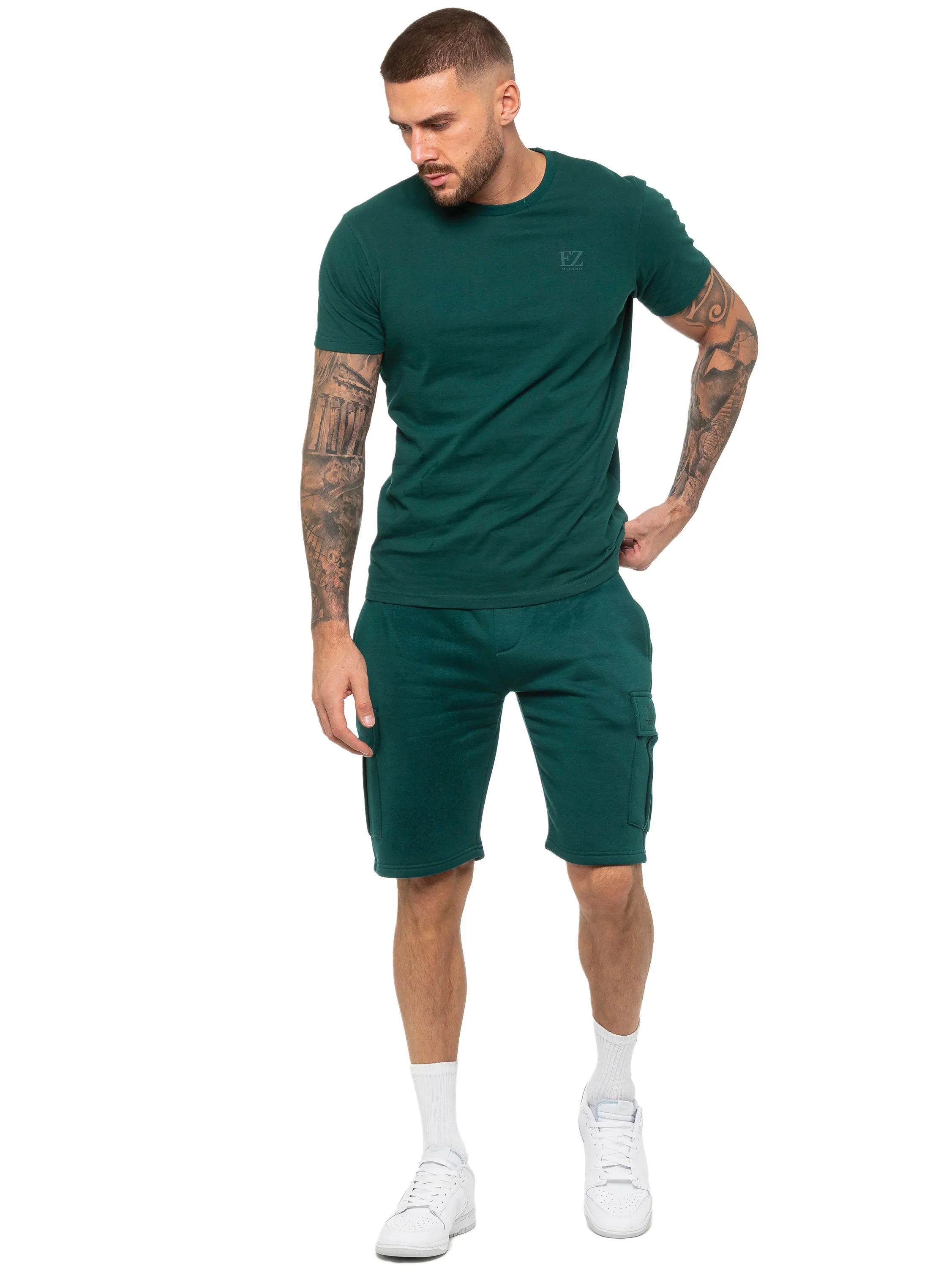 Regular Fit T-Shirt and Cargo Shorts Set - Green - Image 3