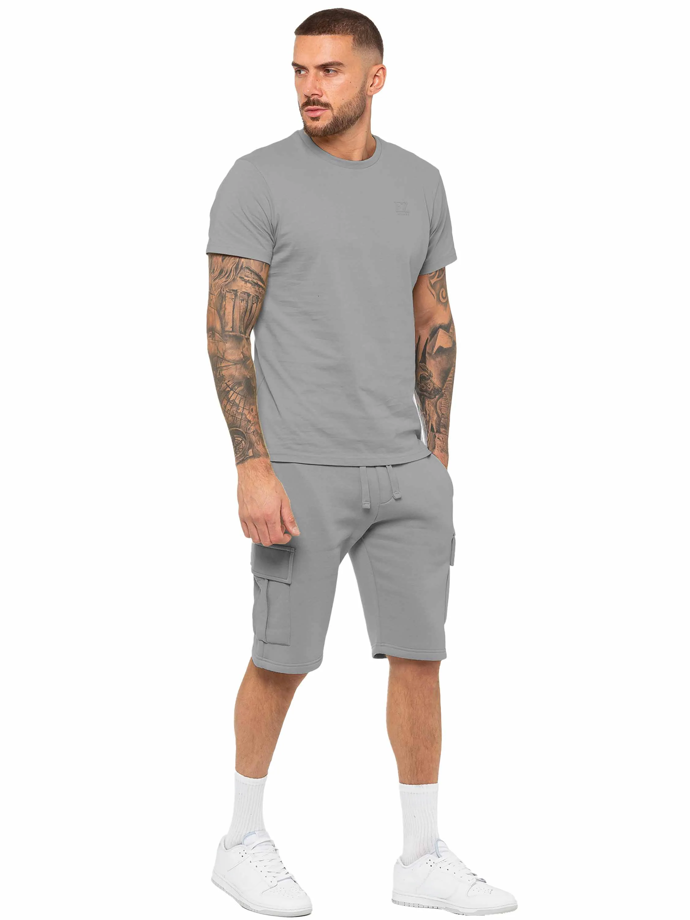 Regular Fit T-Shirt and Cargo Shorts Set - Grey