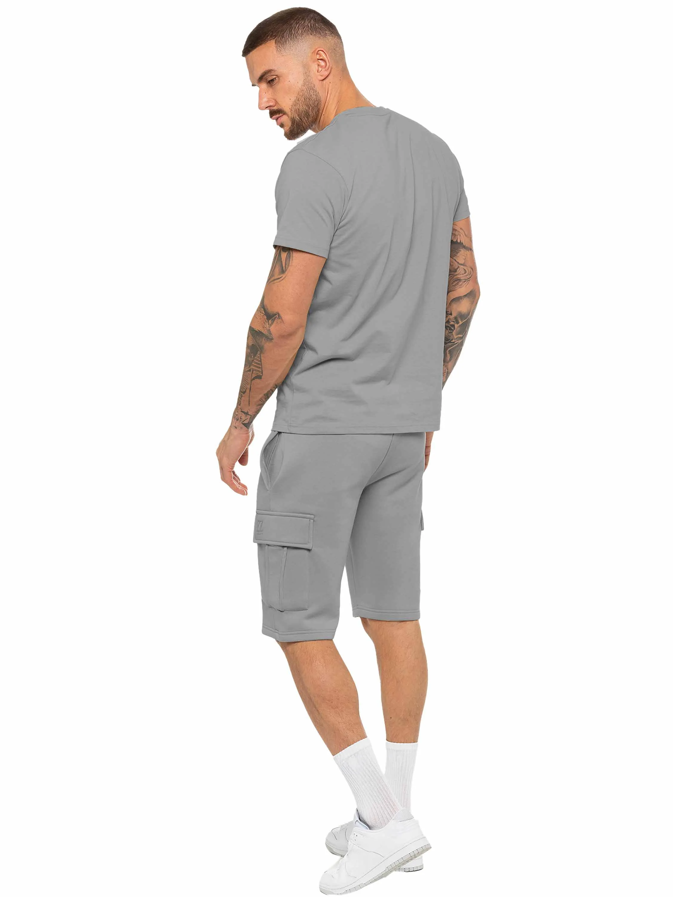 Regular Fit T-Shirt and Cargo Shorts Set - Grey - Image 3