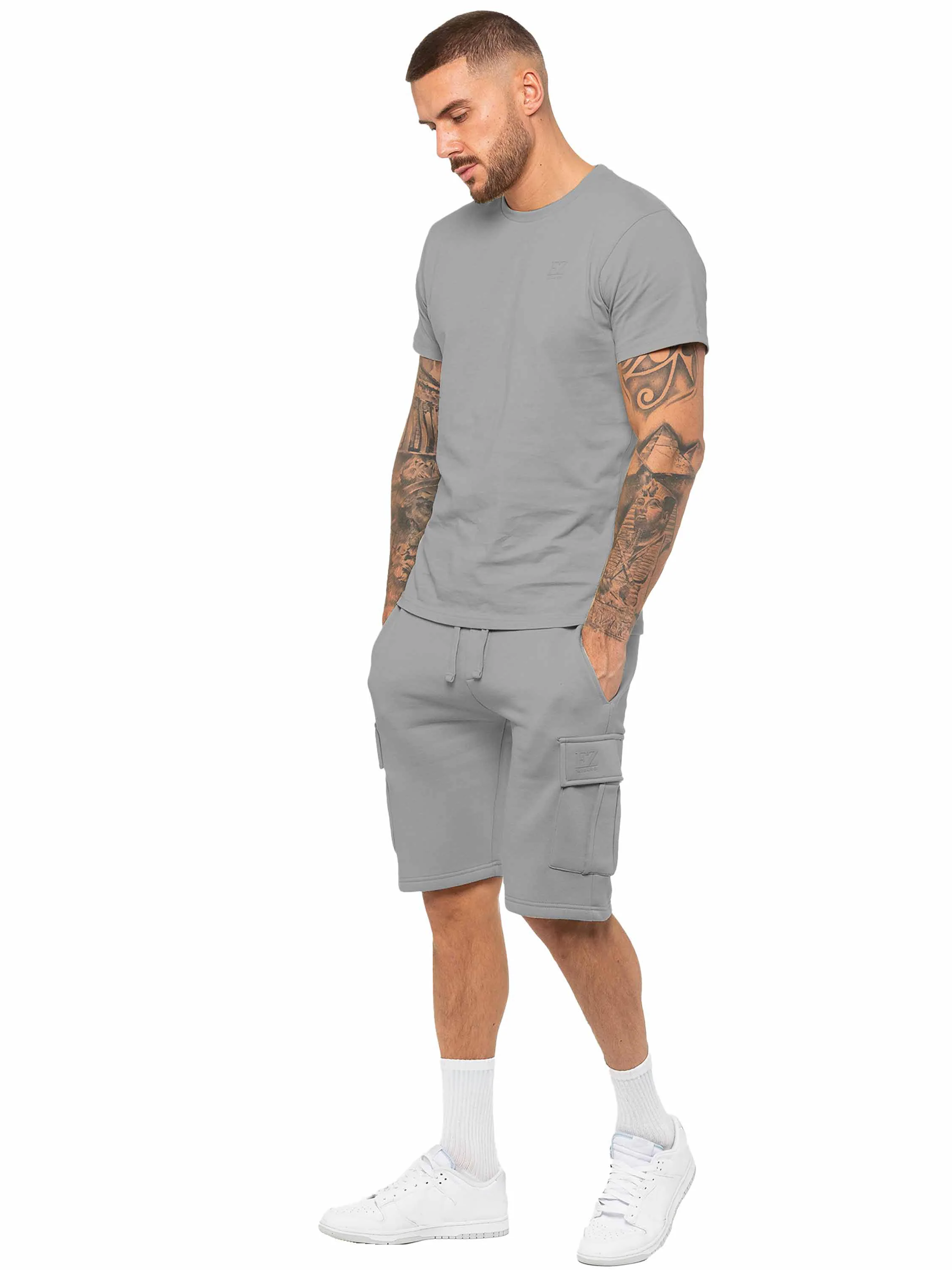 Regular Fit T-Shirt and Cargo Shorts Set - Grey - Image 4