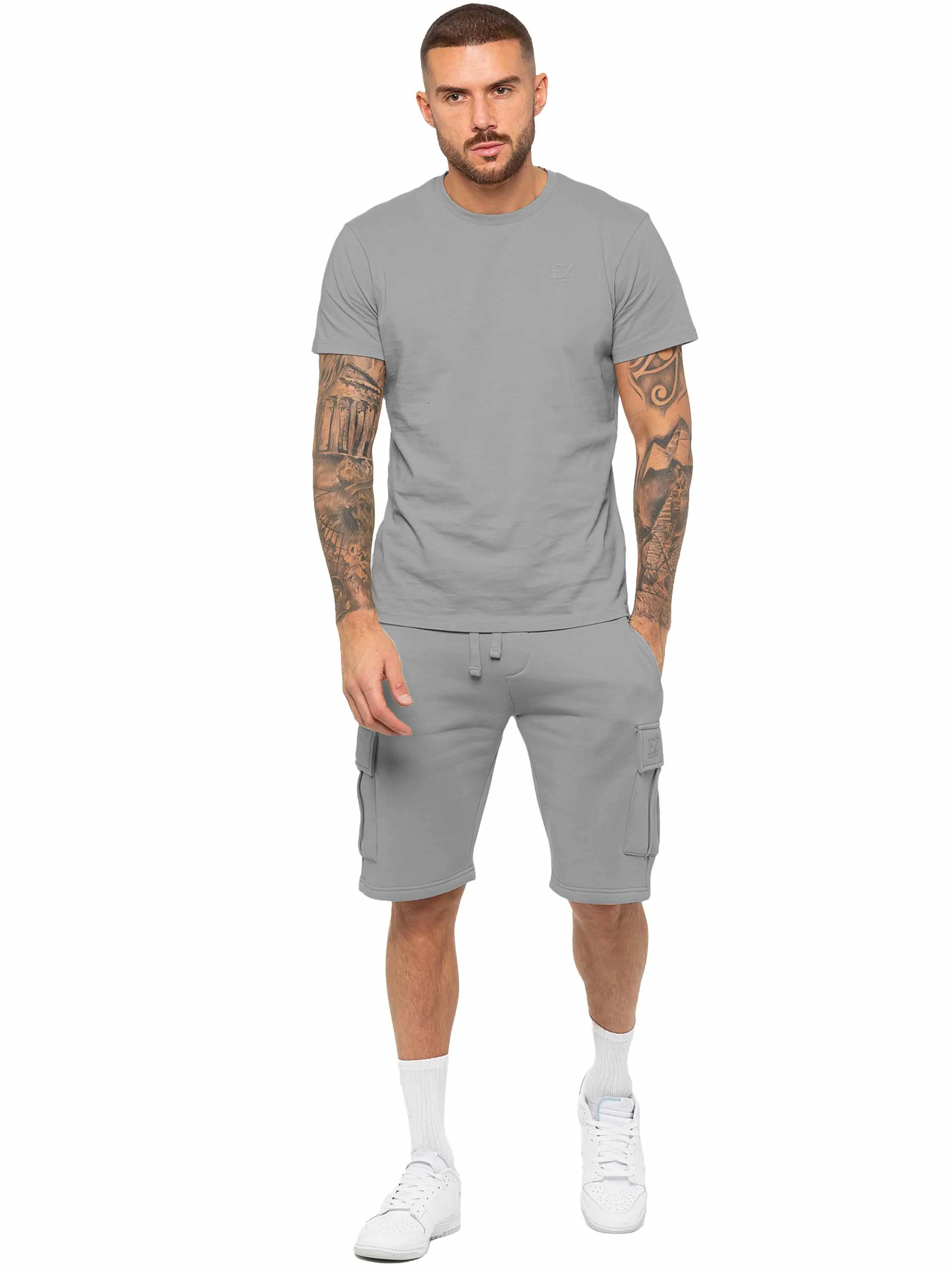 Regular Fit T-Shirt and Cargo Shorts Set - Grey - Image 5