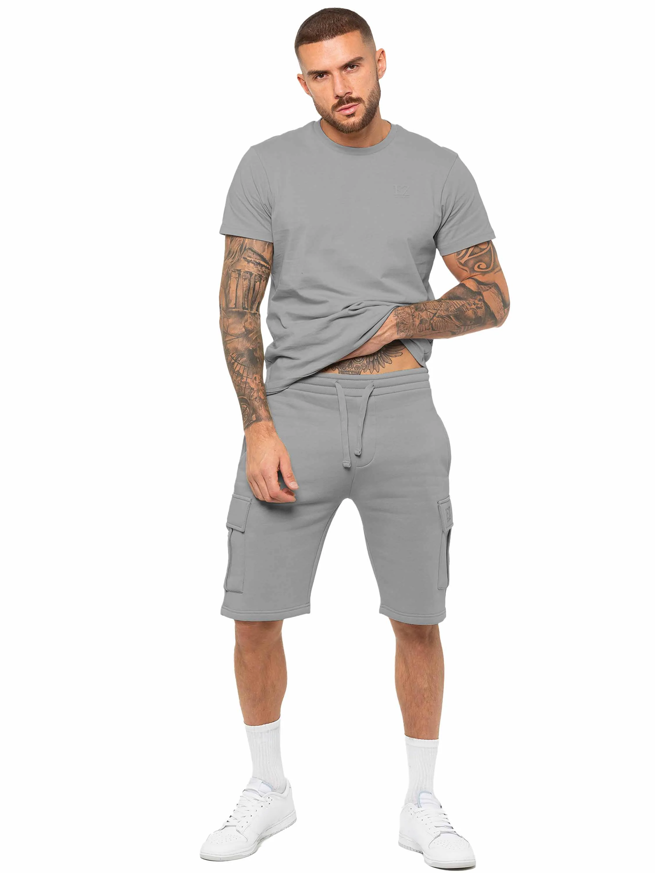 Regular Fit T-Shirt and Cargo Shorts Set - Grey - Image 6