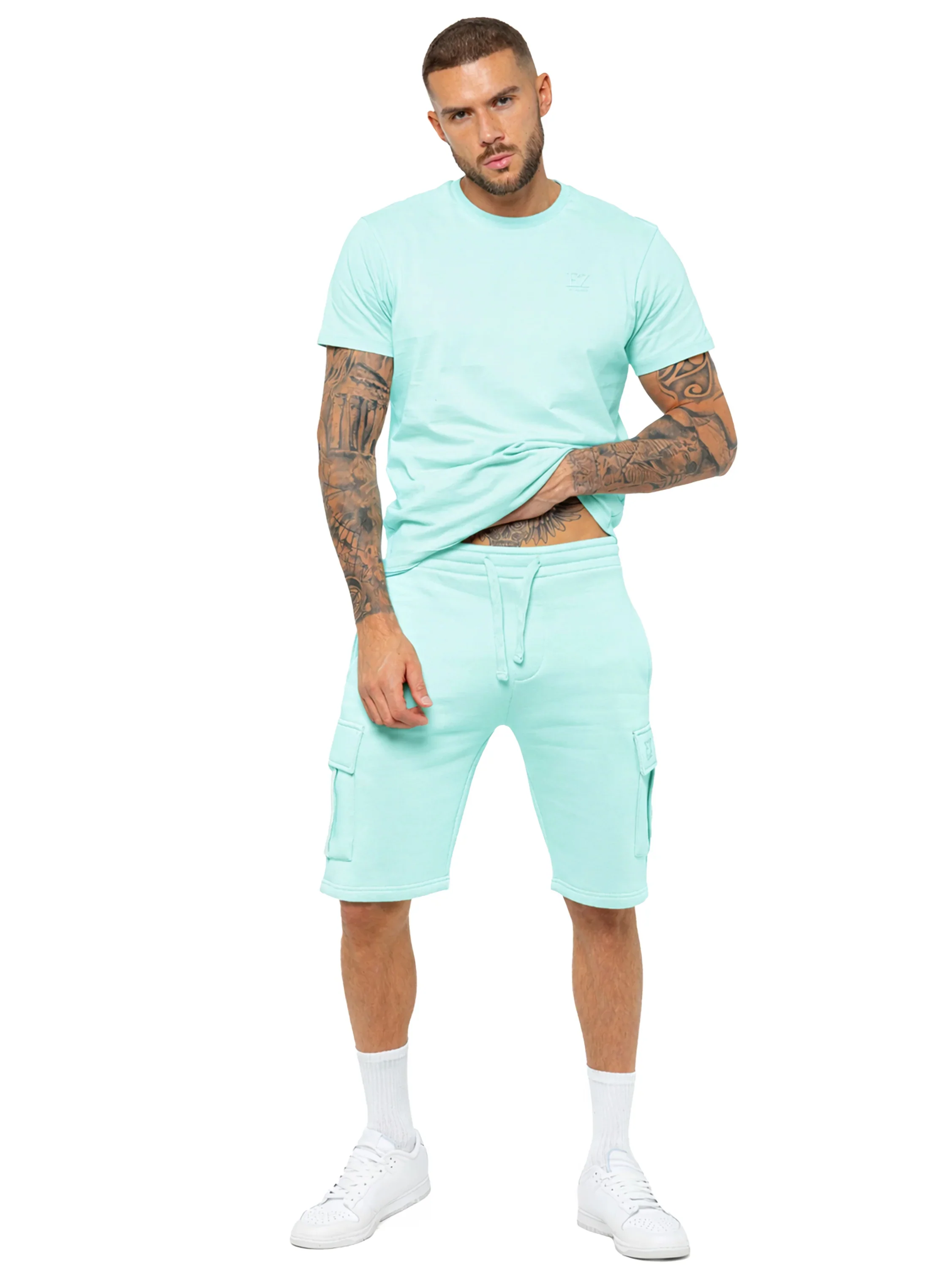 Regular Fit T-Shirt and Cargo Shorts Set - Light Green - Image 3