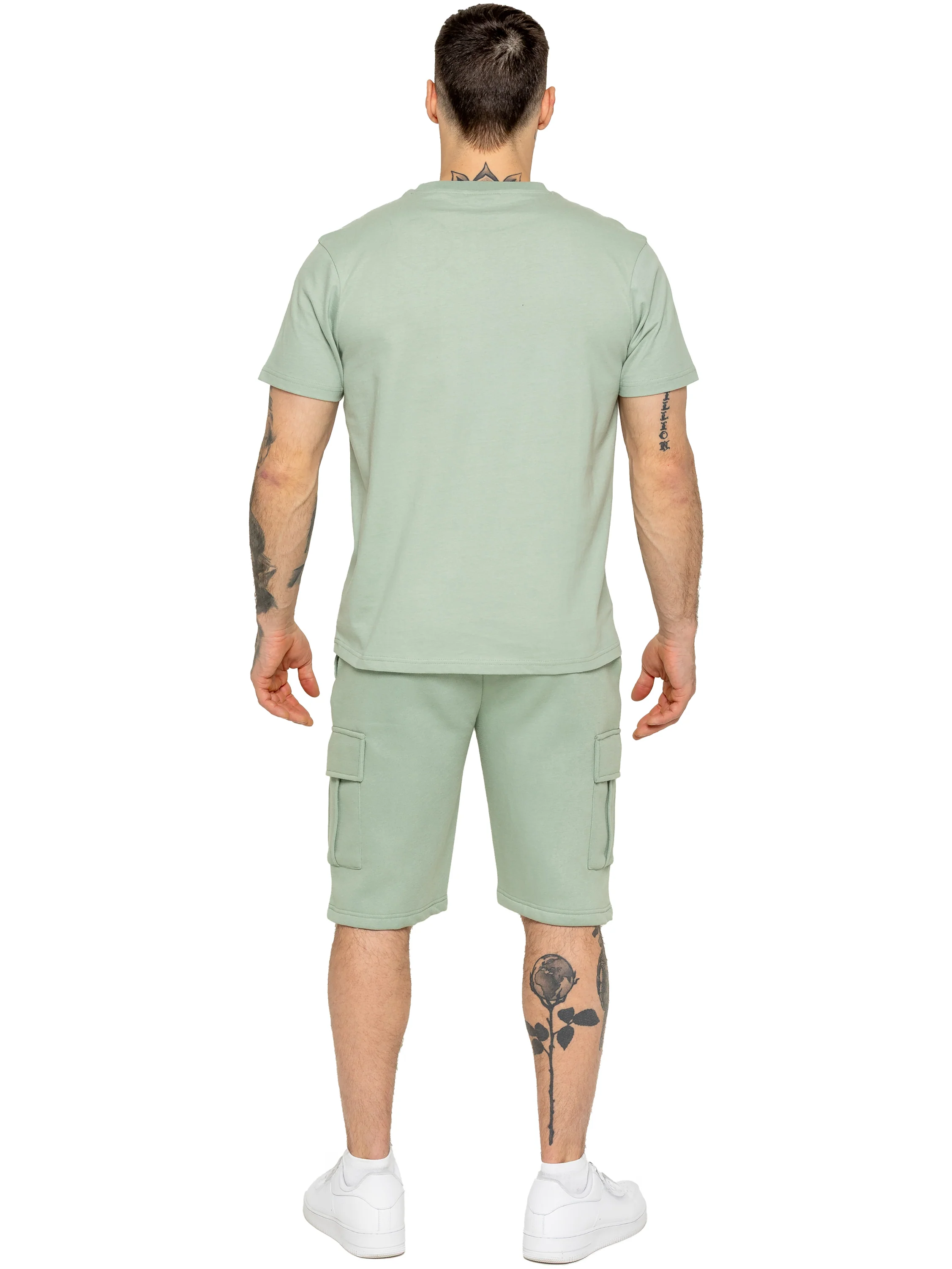 Regular Fit T-Shirt and Cargo Shorts Set - Sage - Image 3