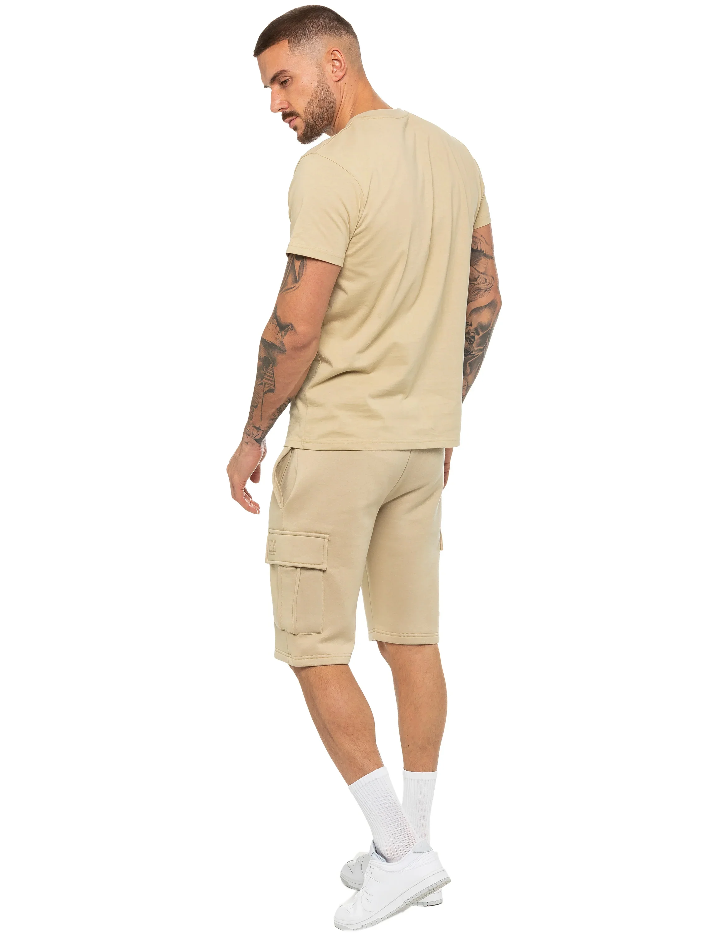 Regular Fit T-Shirt and Cargo Shorts Set - Stone - Image 3