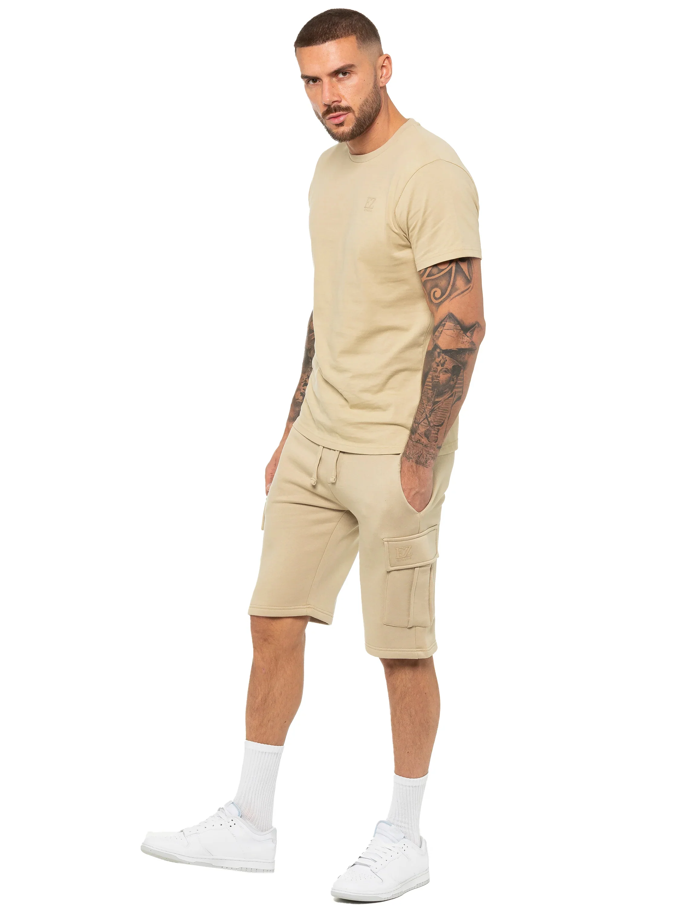 Regular Fit T-Shirt and Cargo Shorts Set - Stone - Image 5