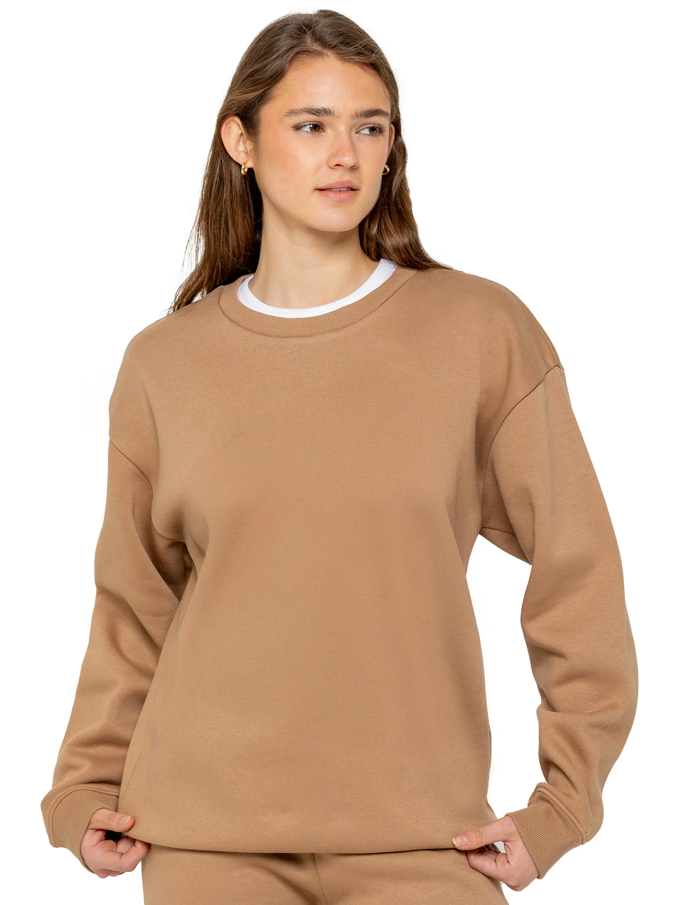 Relaxed Oversized Sweatshirt - Camel - Image 3