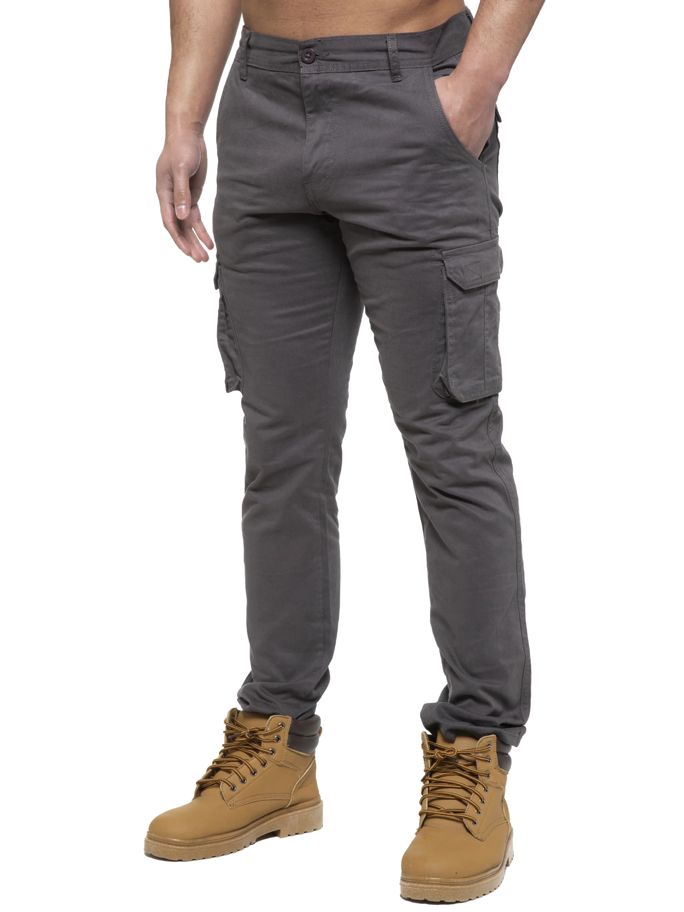 Rhys Cotton Cargo Trousers - Grey