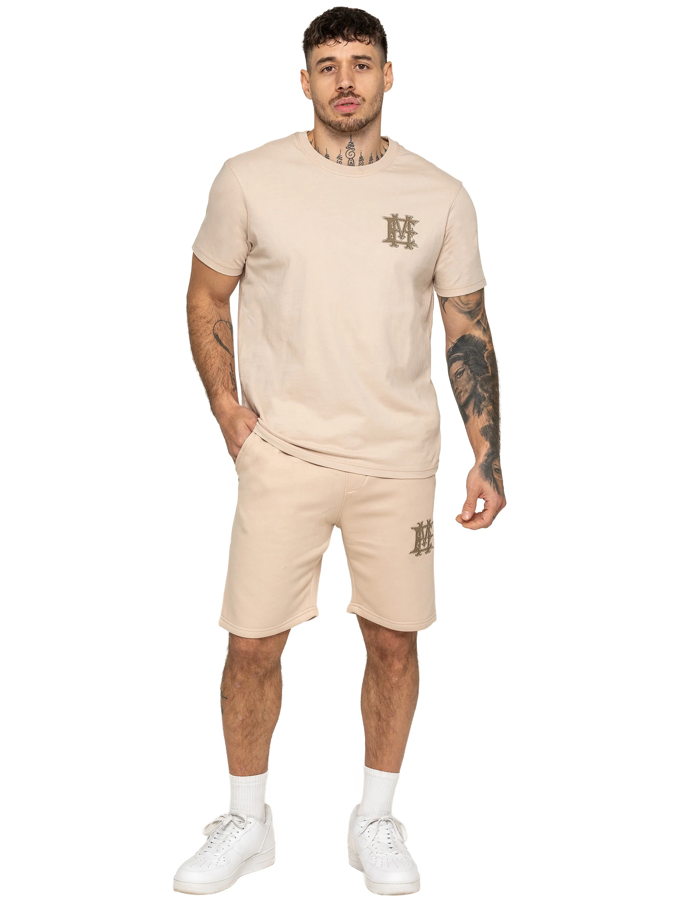 Ricardo T-Shirt and Fleece Shorts Set - Stone