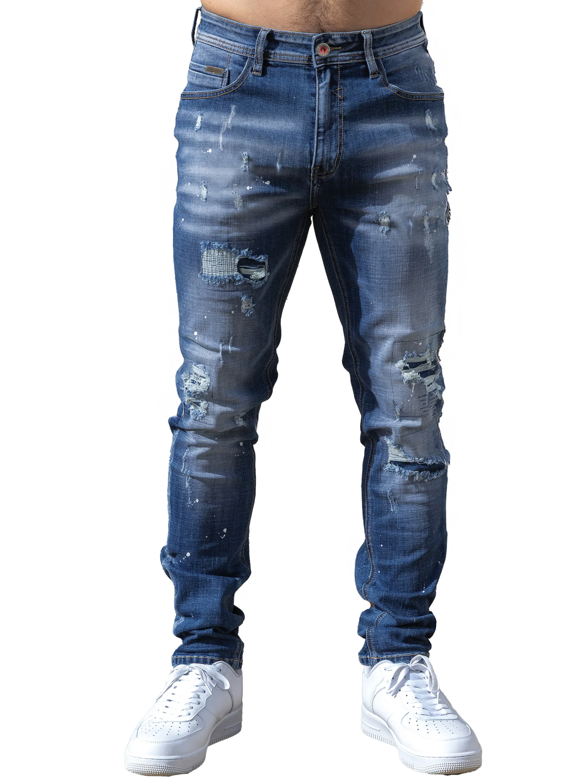 Rocco Slim Fit Ripped Jeans - Blue