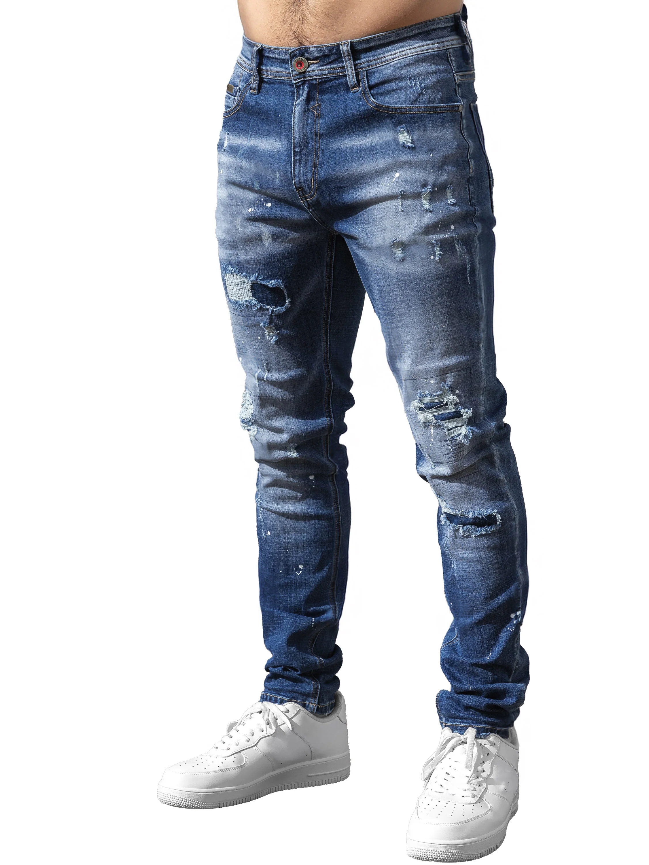 Rocco Slim Fit Ripped Jeans - Blue - Image 3
