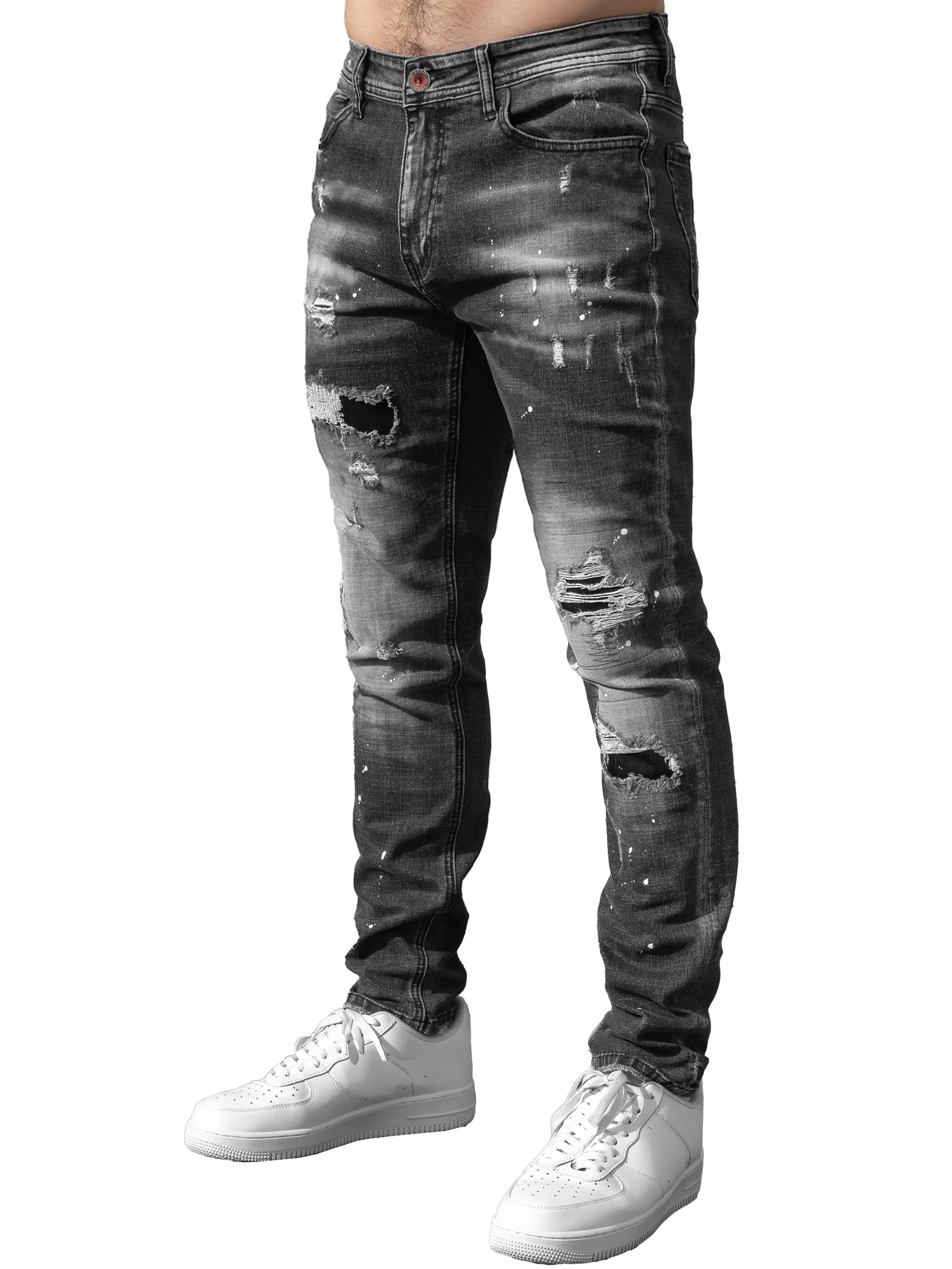 Rocco Slim Fit Ripped Jeans - Grey - Image 4