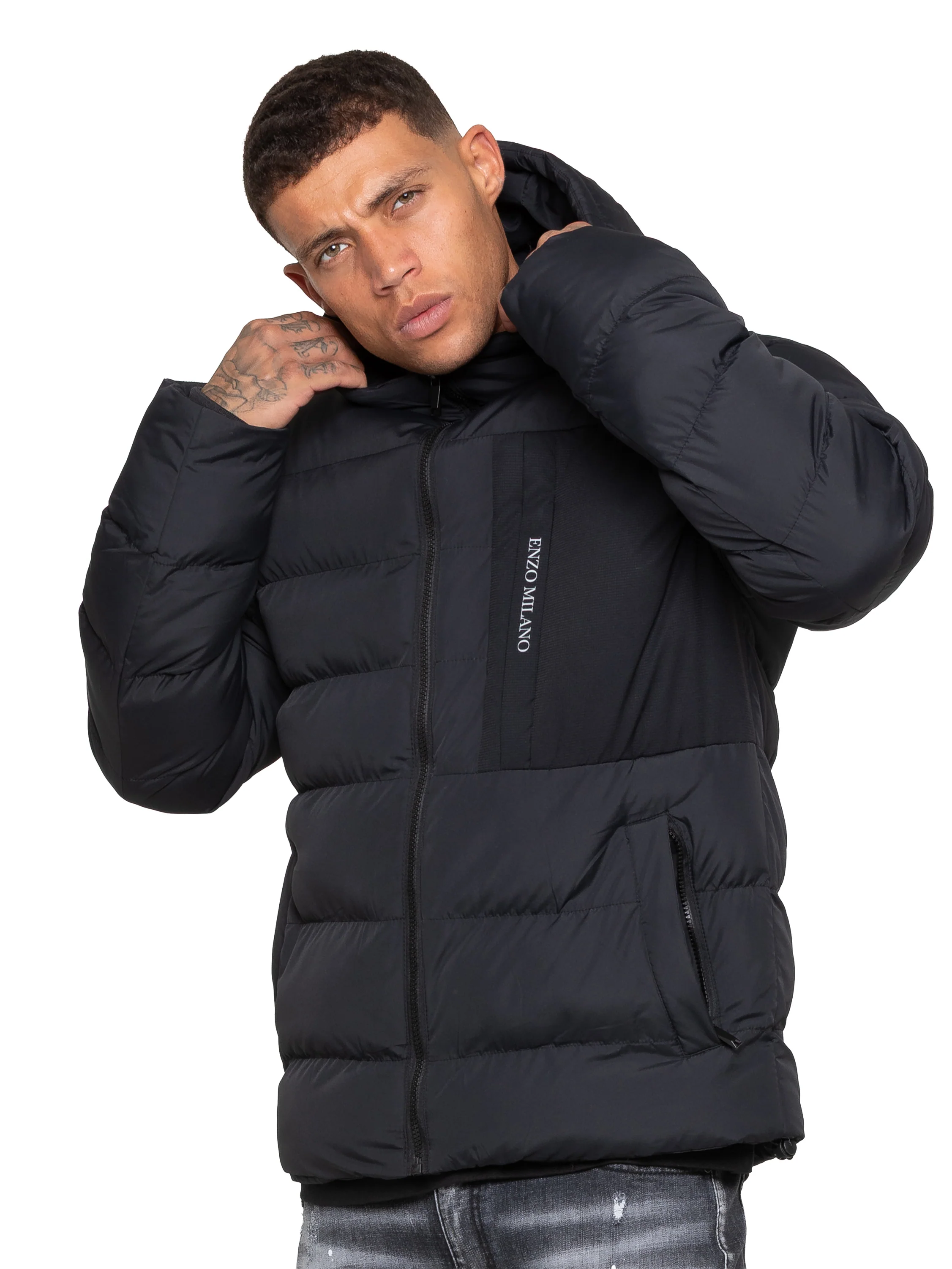 Salvatore Padded Puffer Coat Jacket - Black