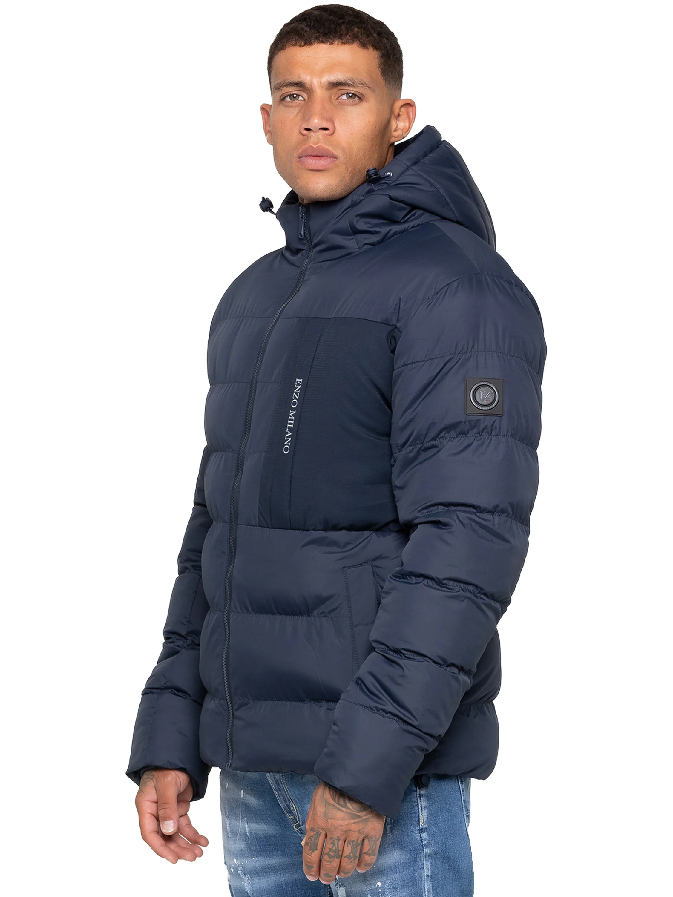Salvatore Padded Puffer Coat Jacket - Navy - Image 3