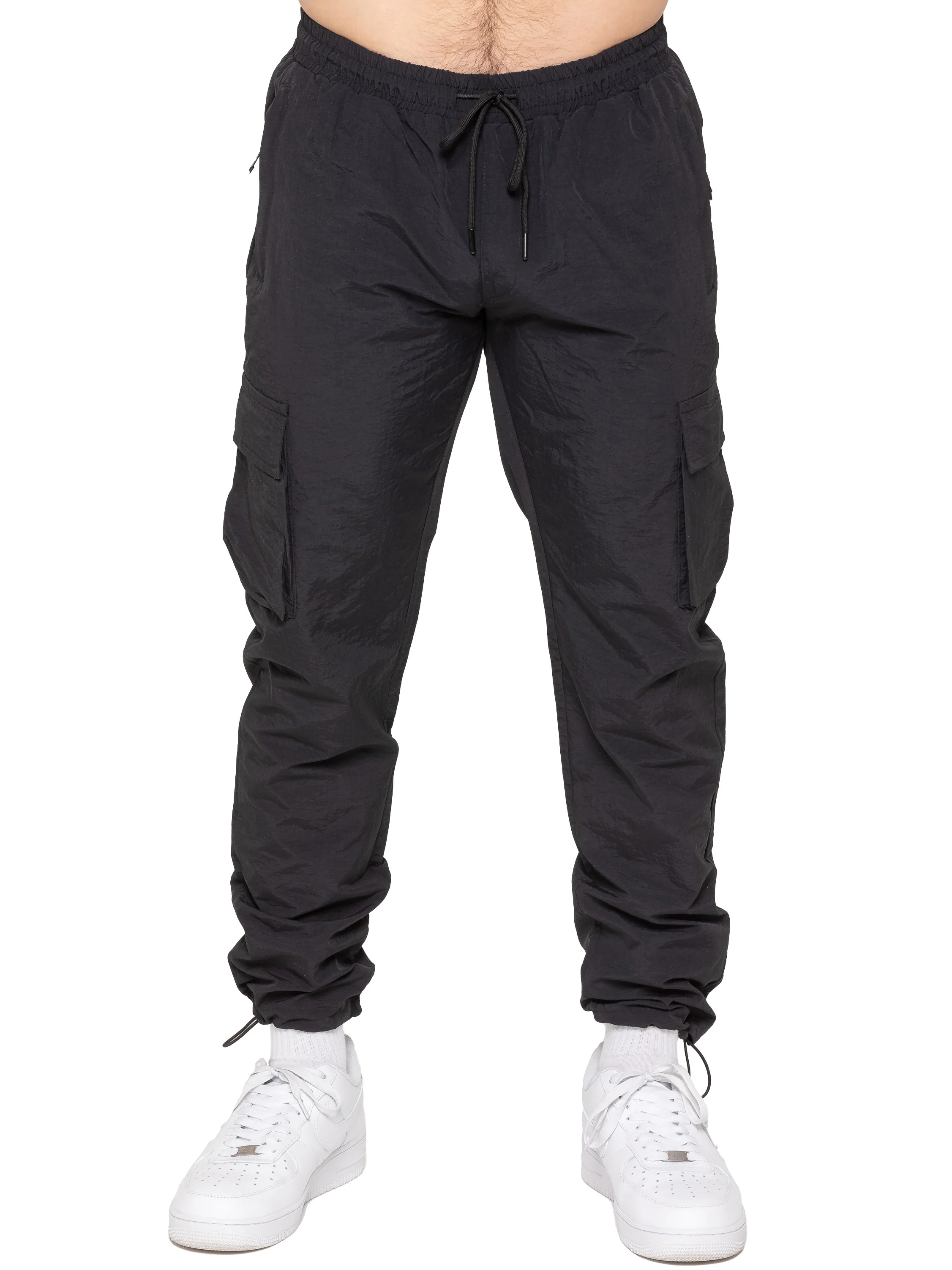 Samuele Crinkle Cargo Pants - Black