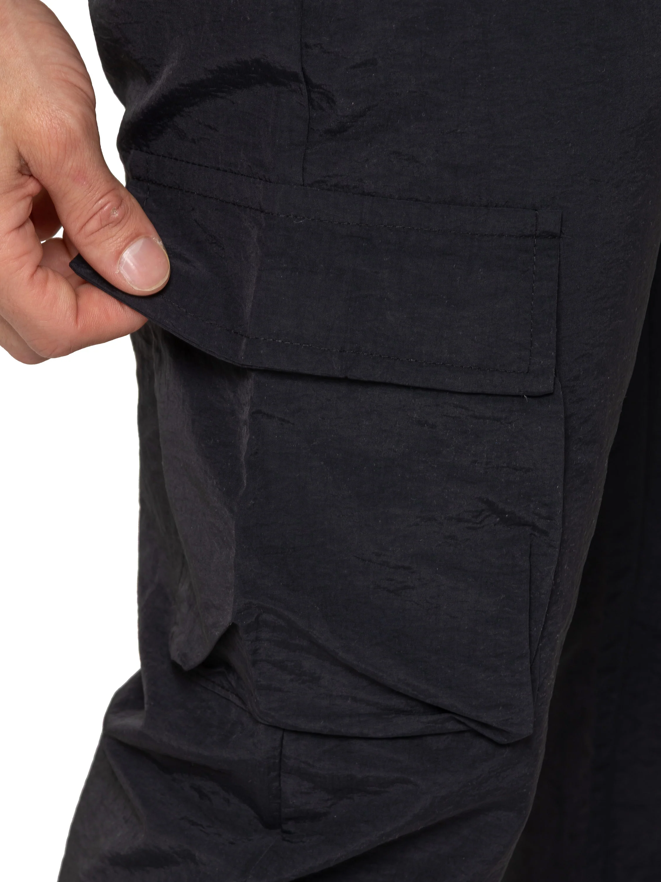 Samuele Crinkle Cargo Pants - Black - Image 5