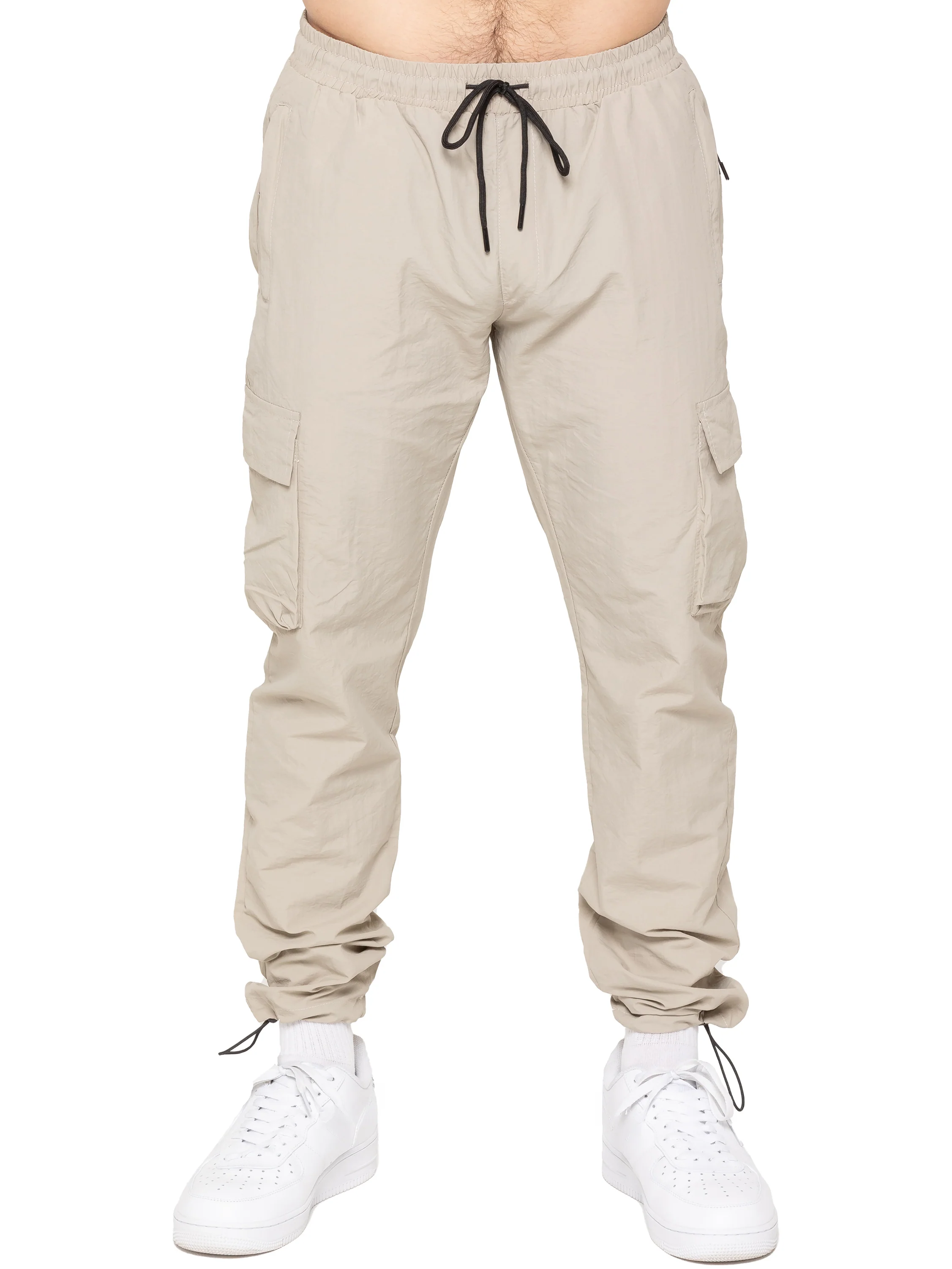 Samuele Crinkle Cargo Pants - Stone