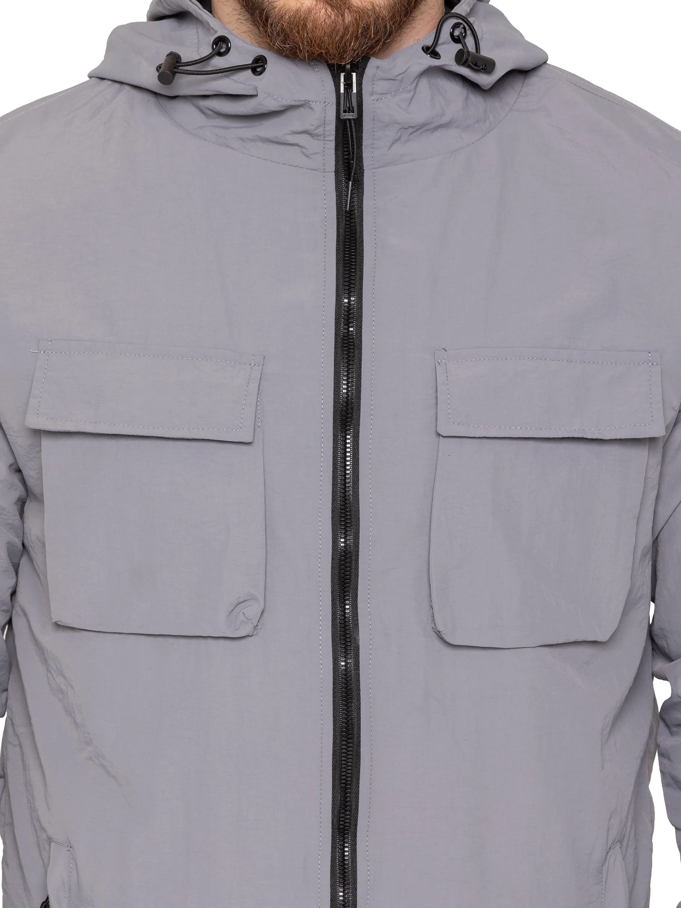 Samuele Crinkle Jacket and Cargo Pants Set- Grey - Image 4