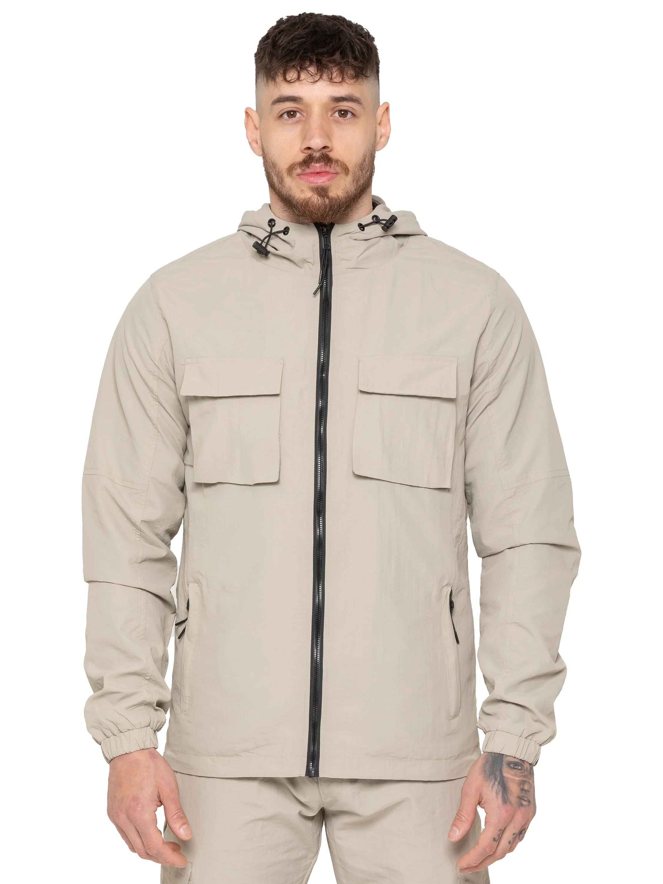 Samuele Crinkle Jacket and Cargo Pants Set - Stone - Image 4