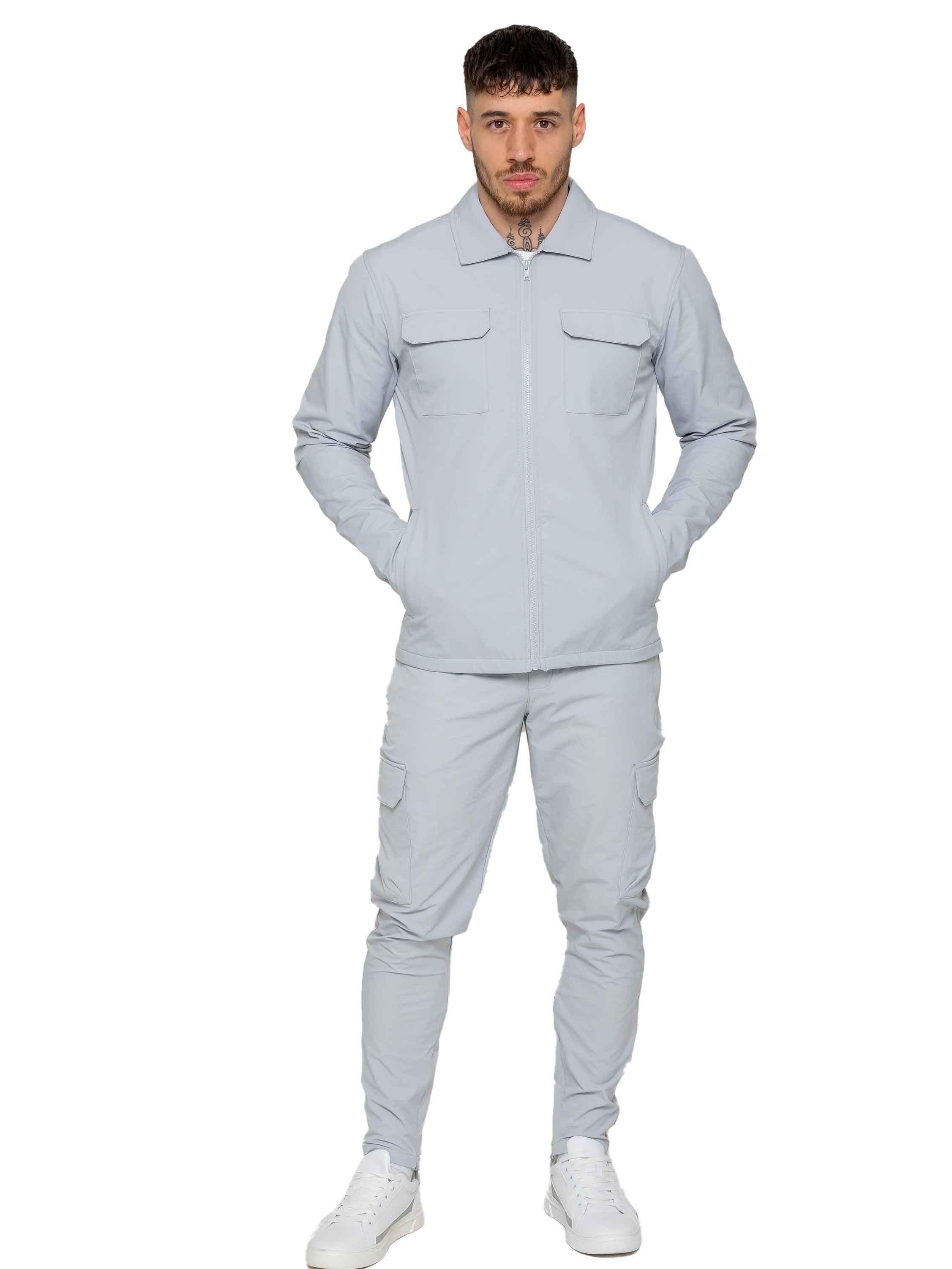 Santiago Stretch Cargo Jacket and Pants Set - Light Grey - Image 2
