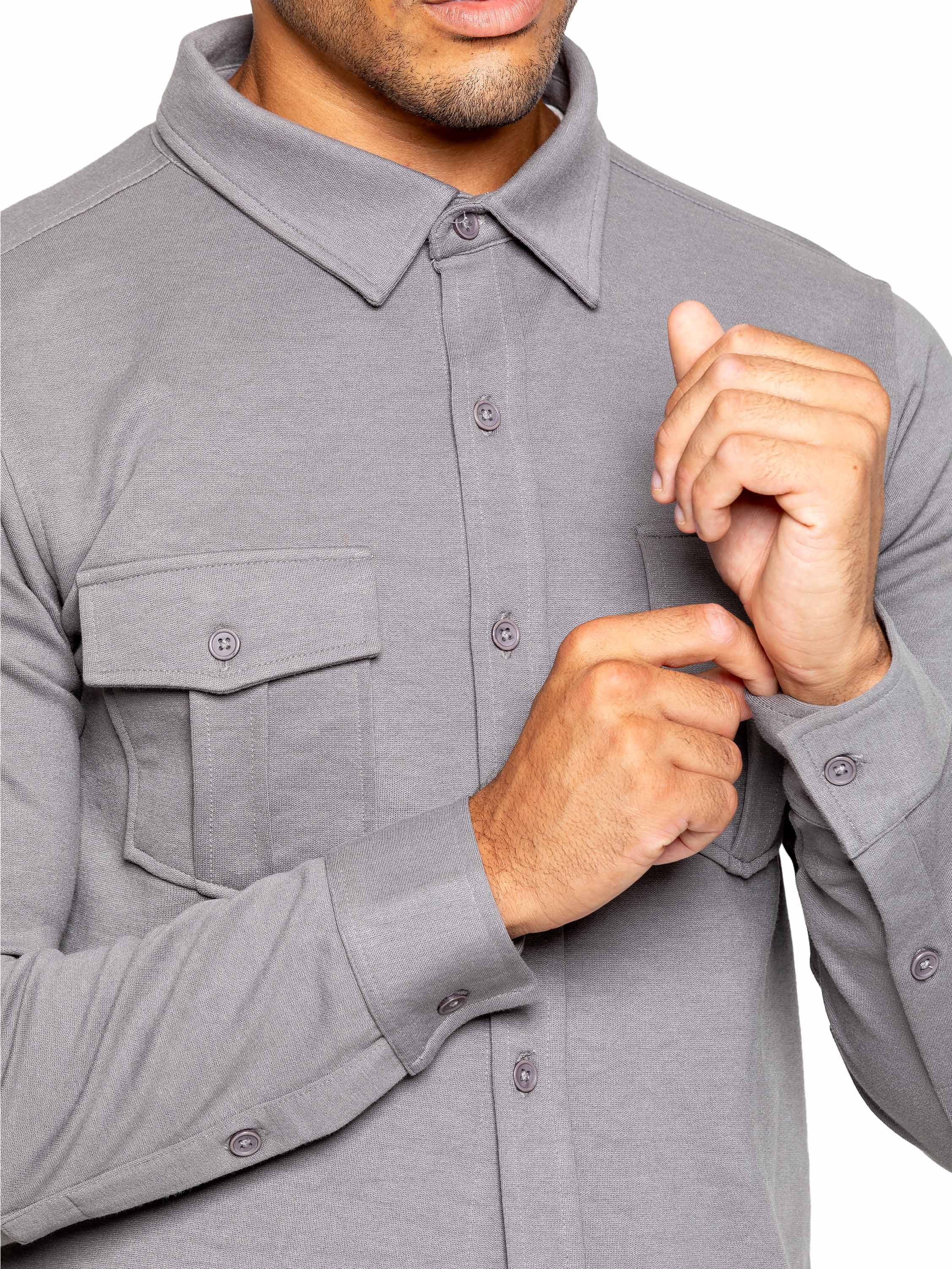Santino Casual Overshirt and Trouser Set - Grey - Image 6