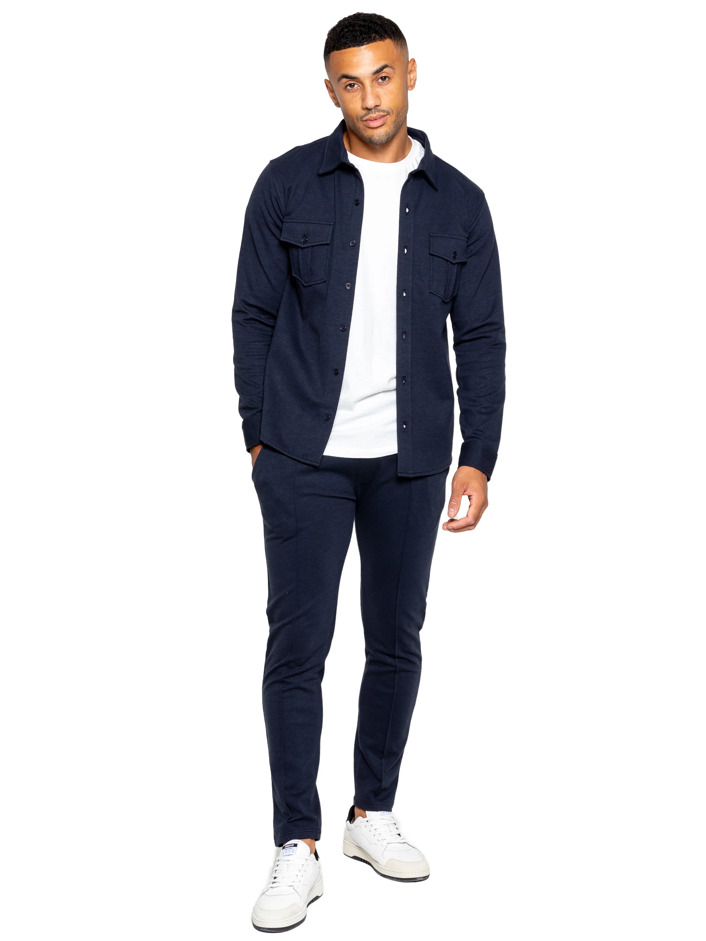 Santino Casual Overshirt and Trouser Set - Navy