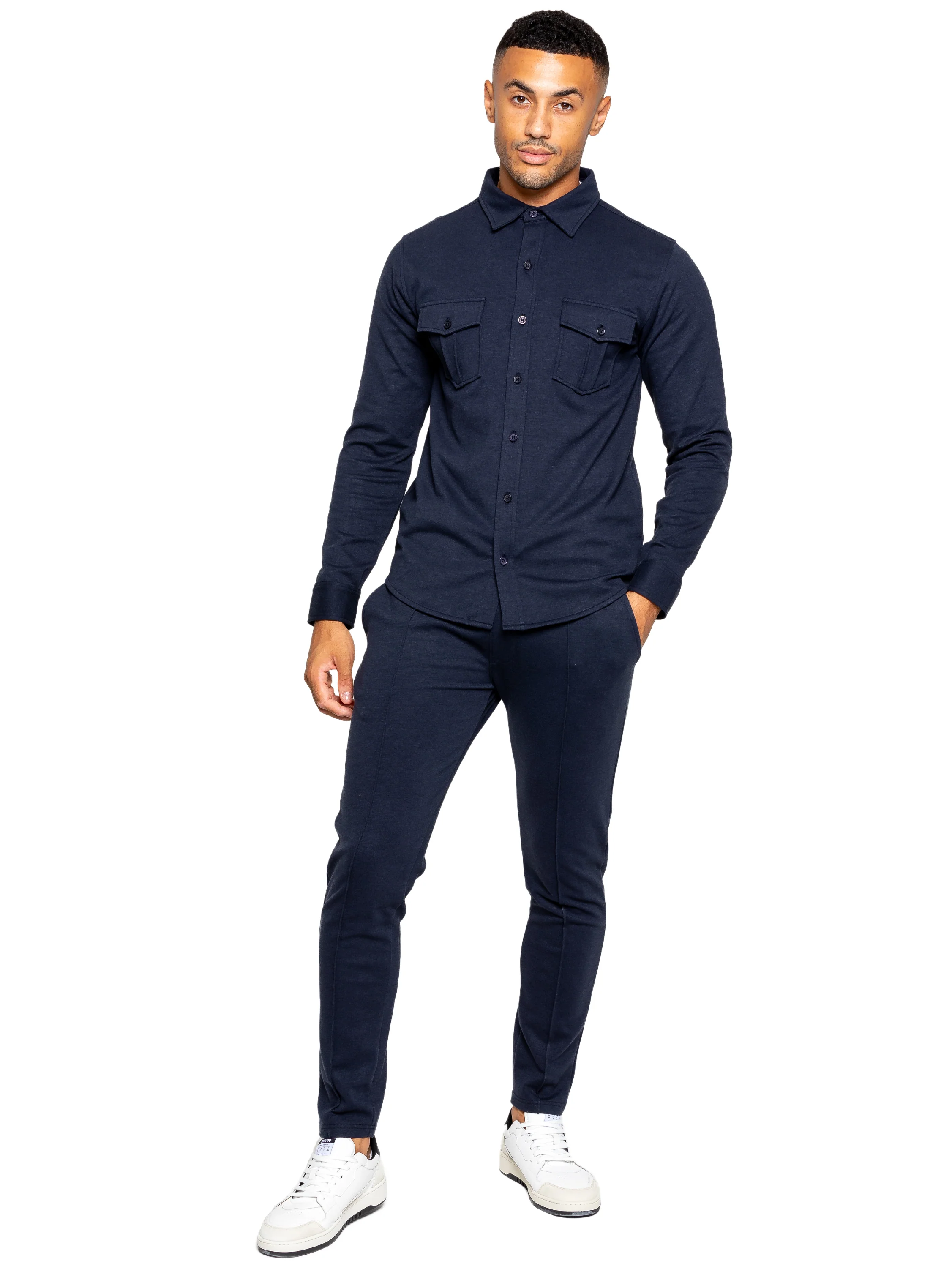 Santino Casual Overshirt and Trouser Set - Navy - Image 2