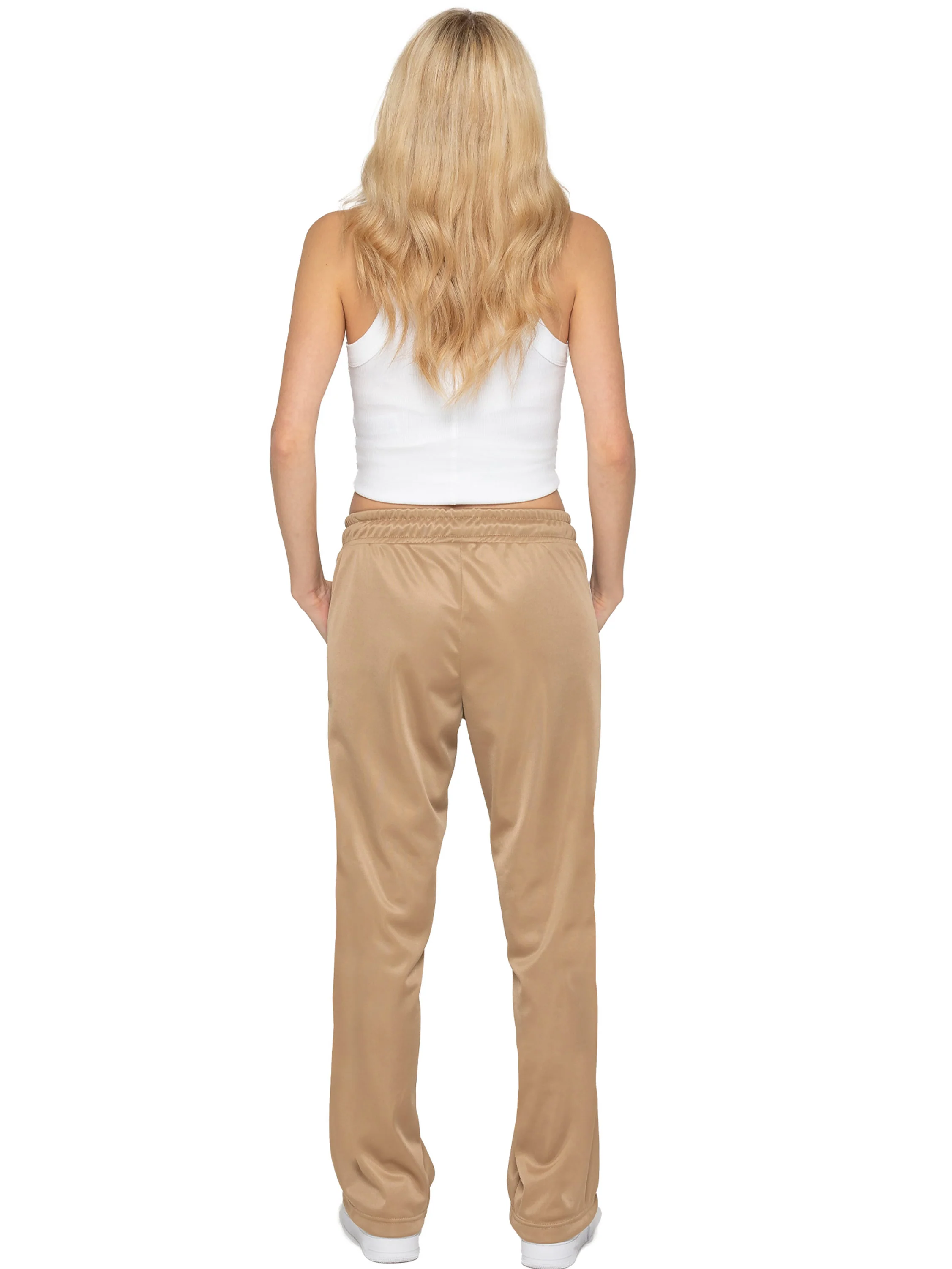 Side Stripe Wide Leg Joggers - Beige - Image 3