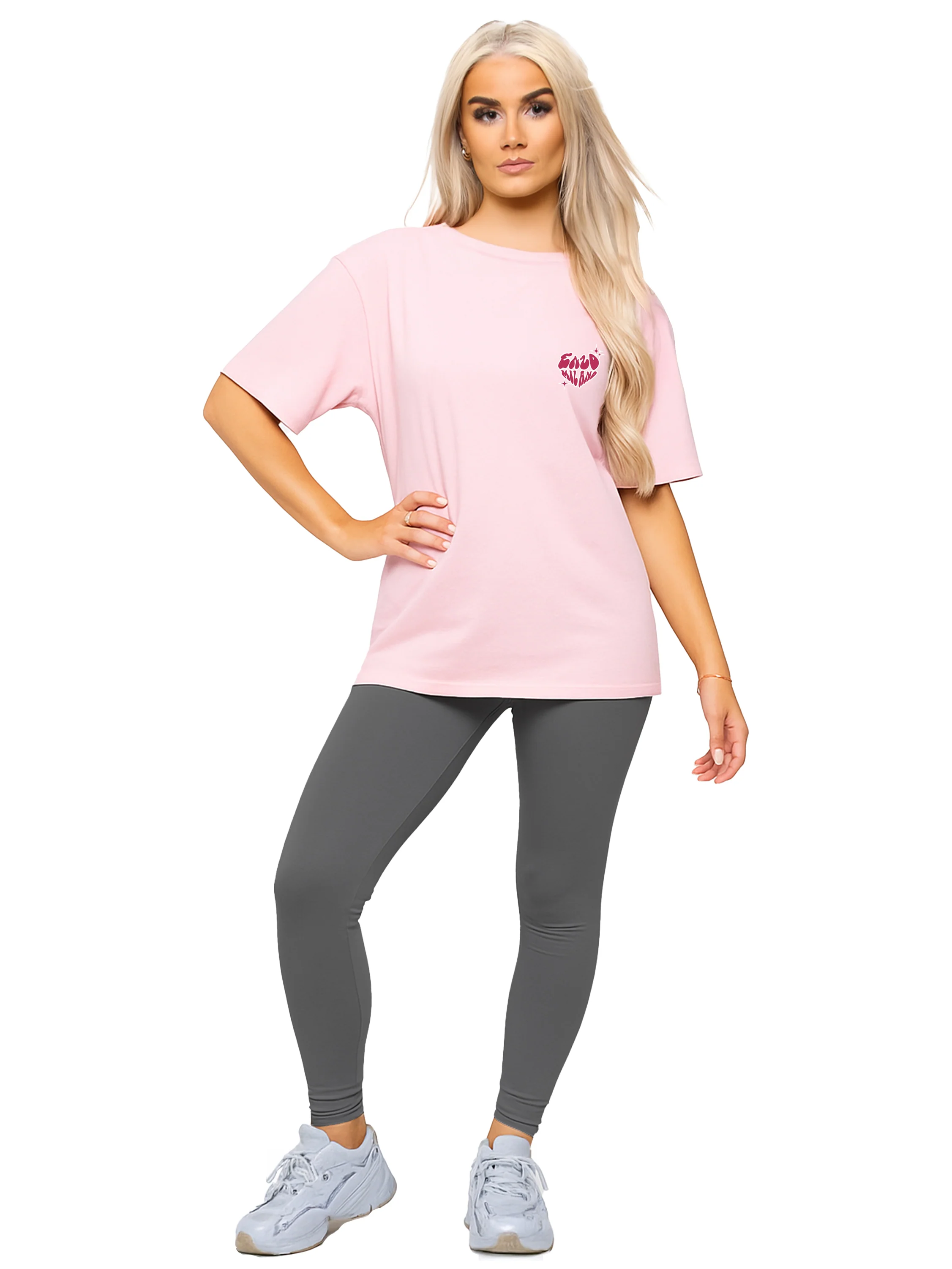 Sophia T-Shirt and Leggings Set - Pink/Grey - Image 3