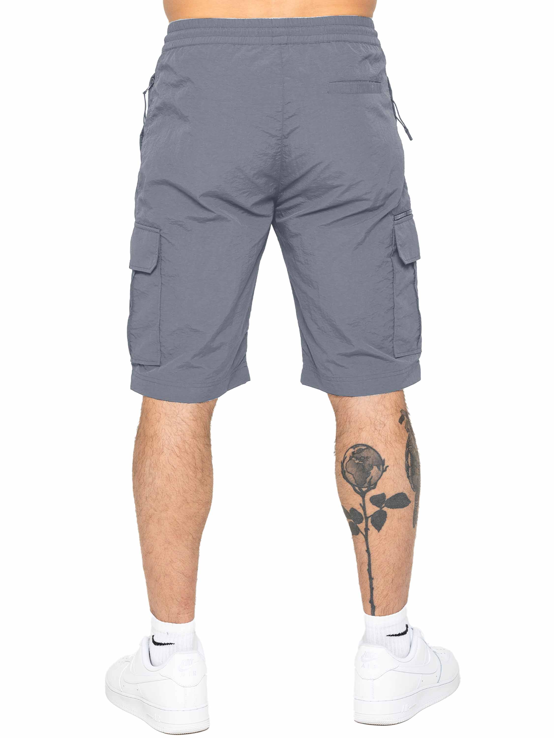 Tiago Crinkle Utility Cargo Shorts - Grey - Image 3