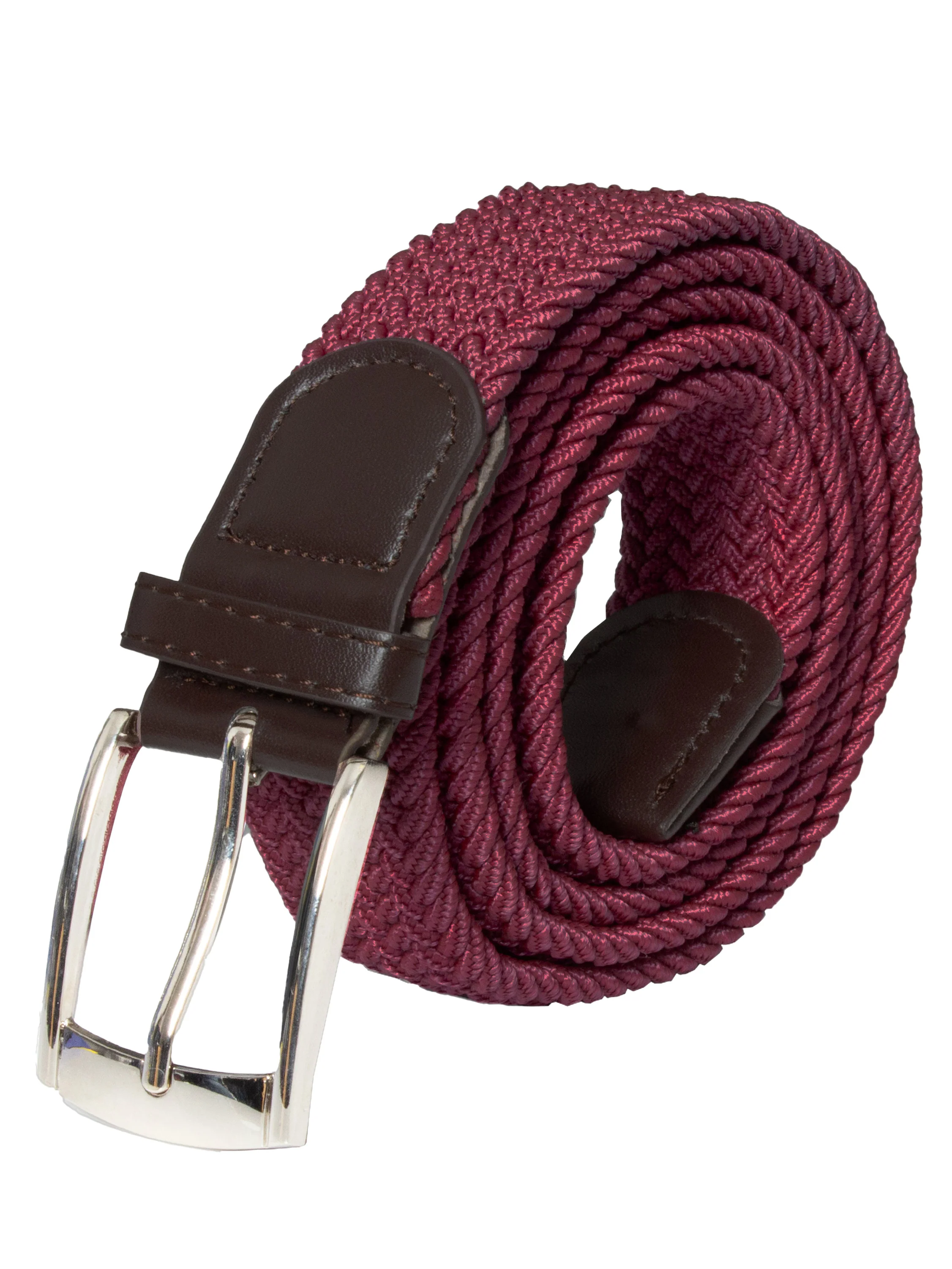 Unisex Elasticated Woven Belt - Burgundy