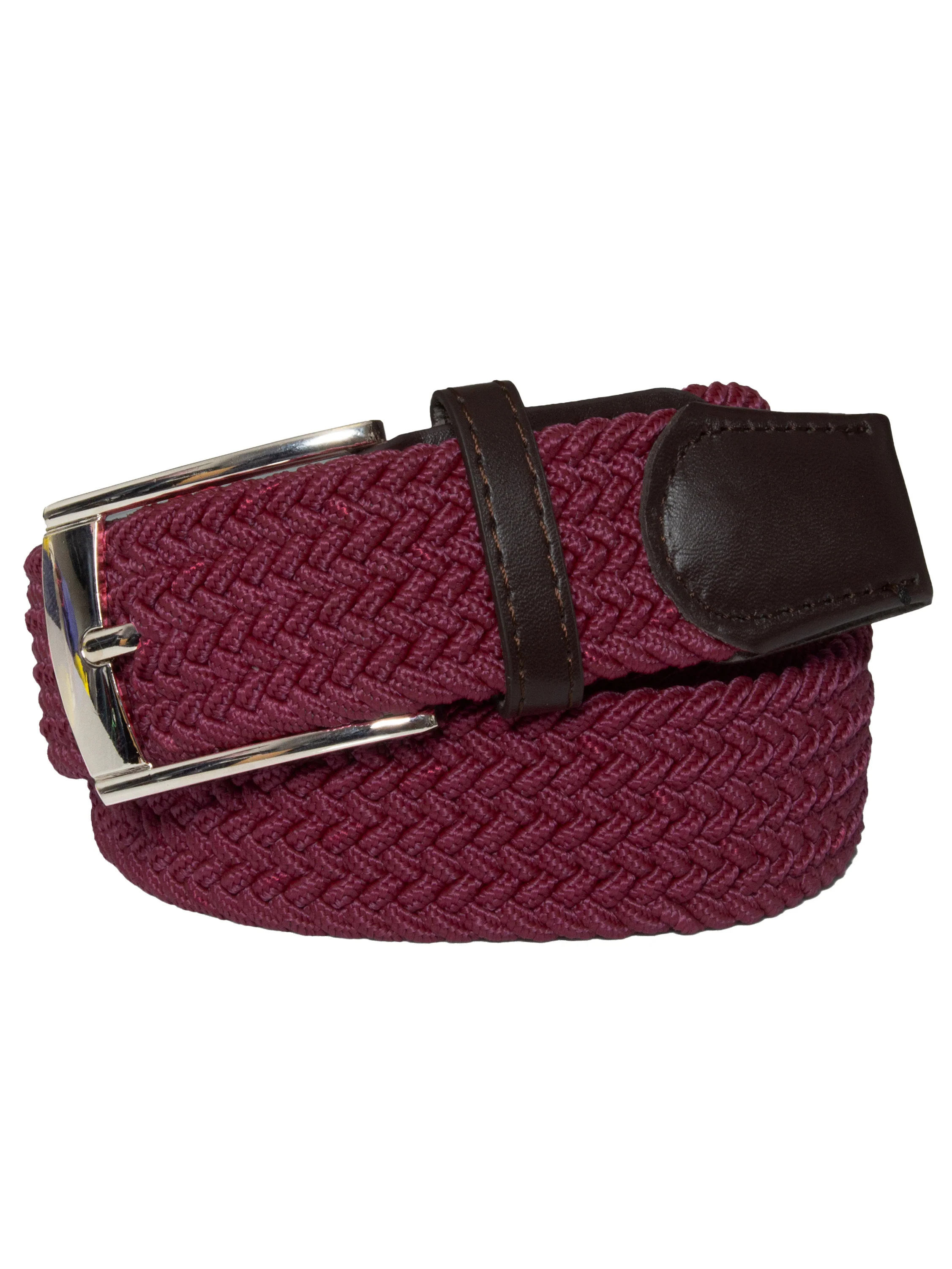 Unisex Elasticated Woven Belt - Burgundy - Image 2