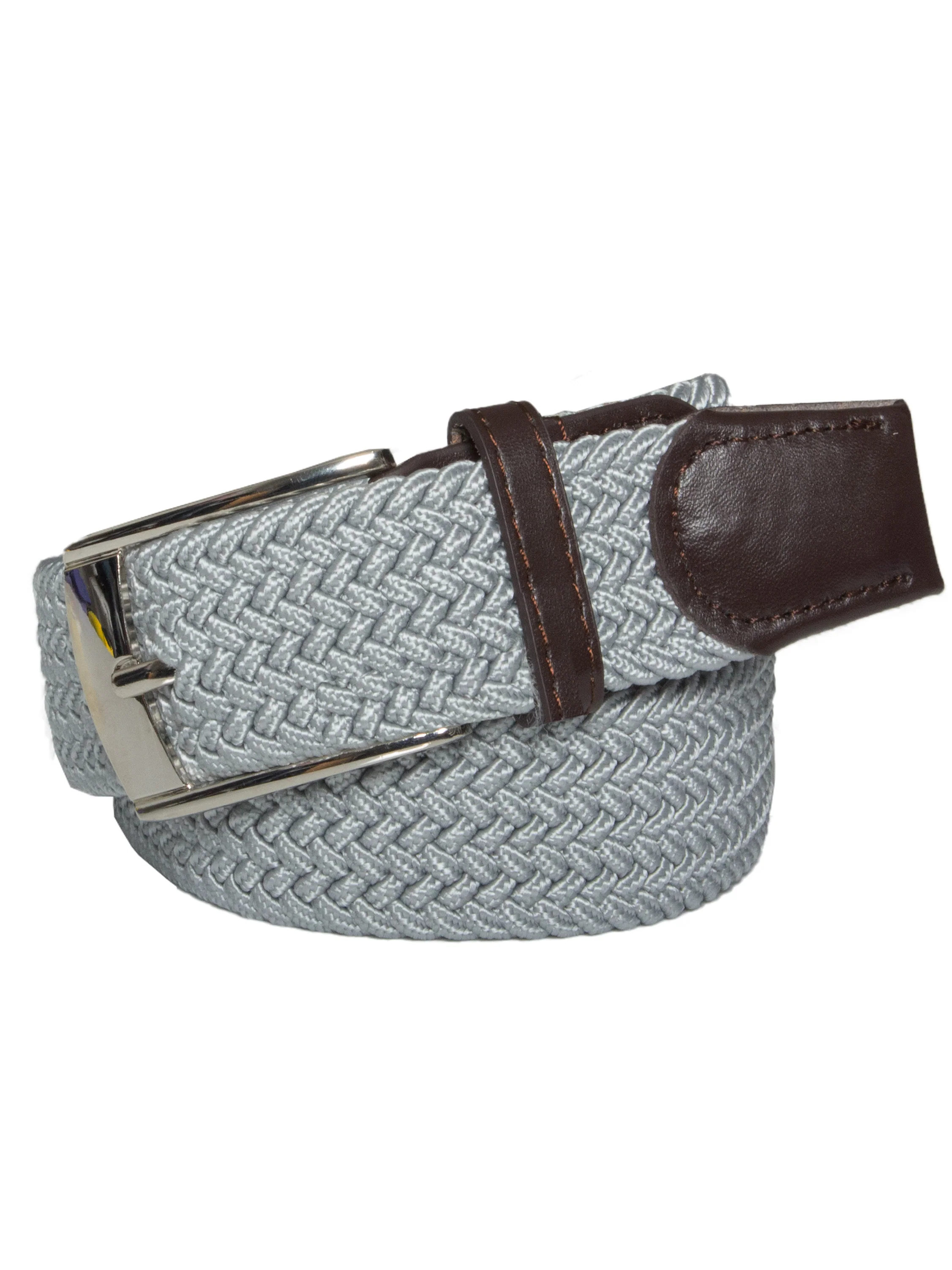 Unisex Elasticated Woven Belt - Light Grey - Image 2