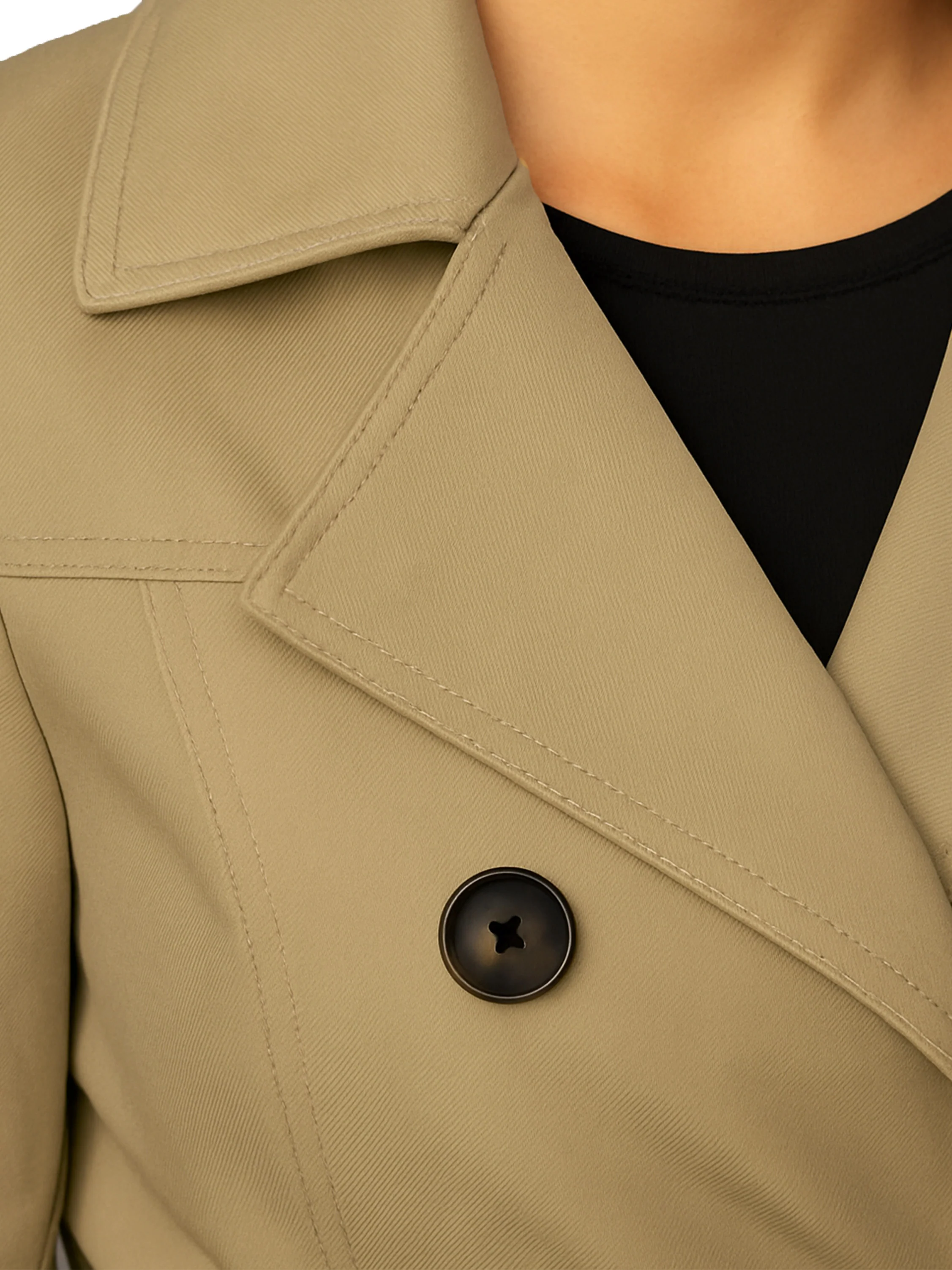 Women's Belted Double Breasted Trench Coat - Brown - Image 2