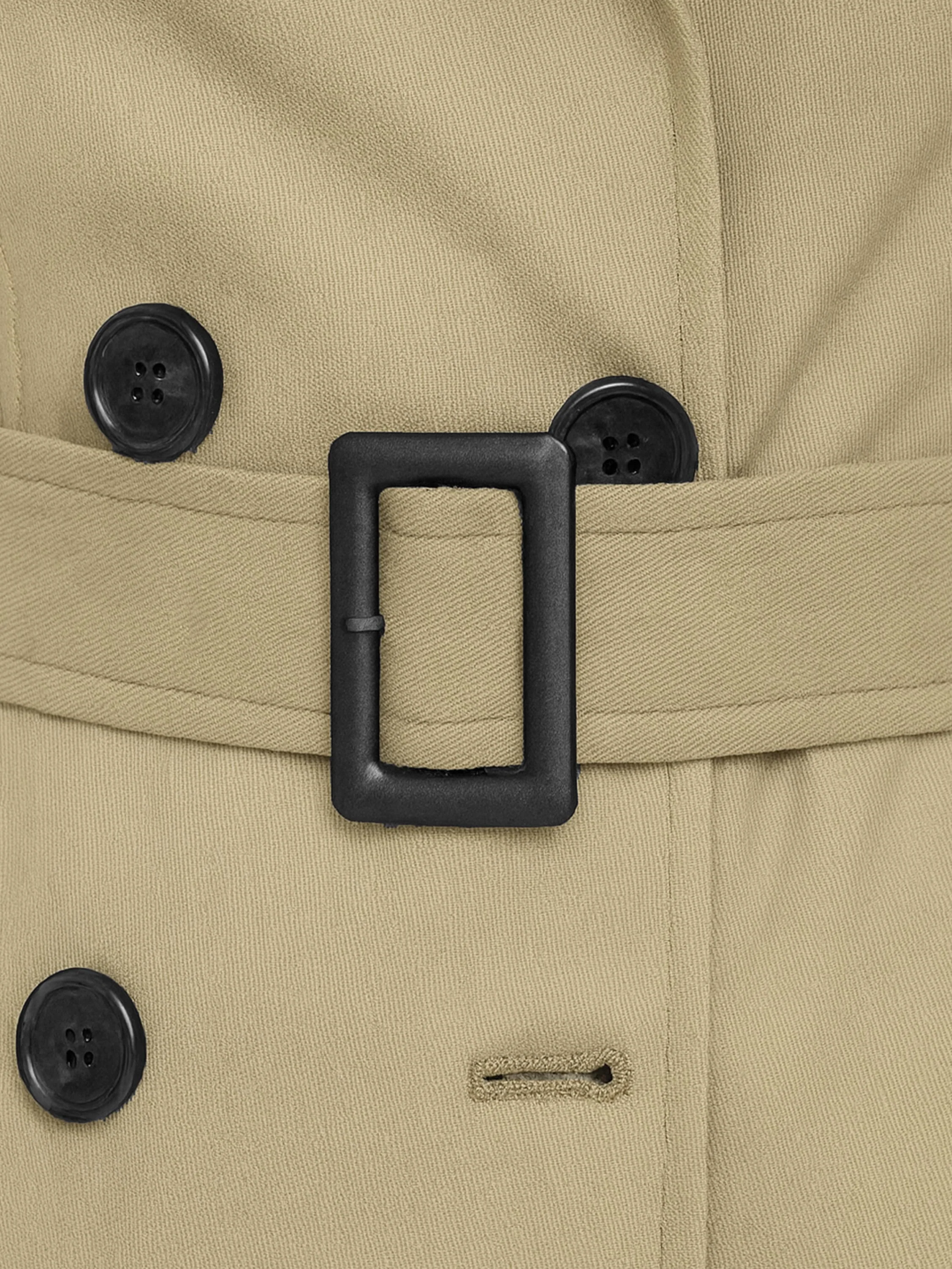 Women's Belted Double Breasted Trench Coat - Khaki - Image 3