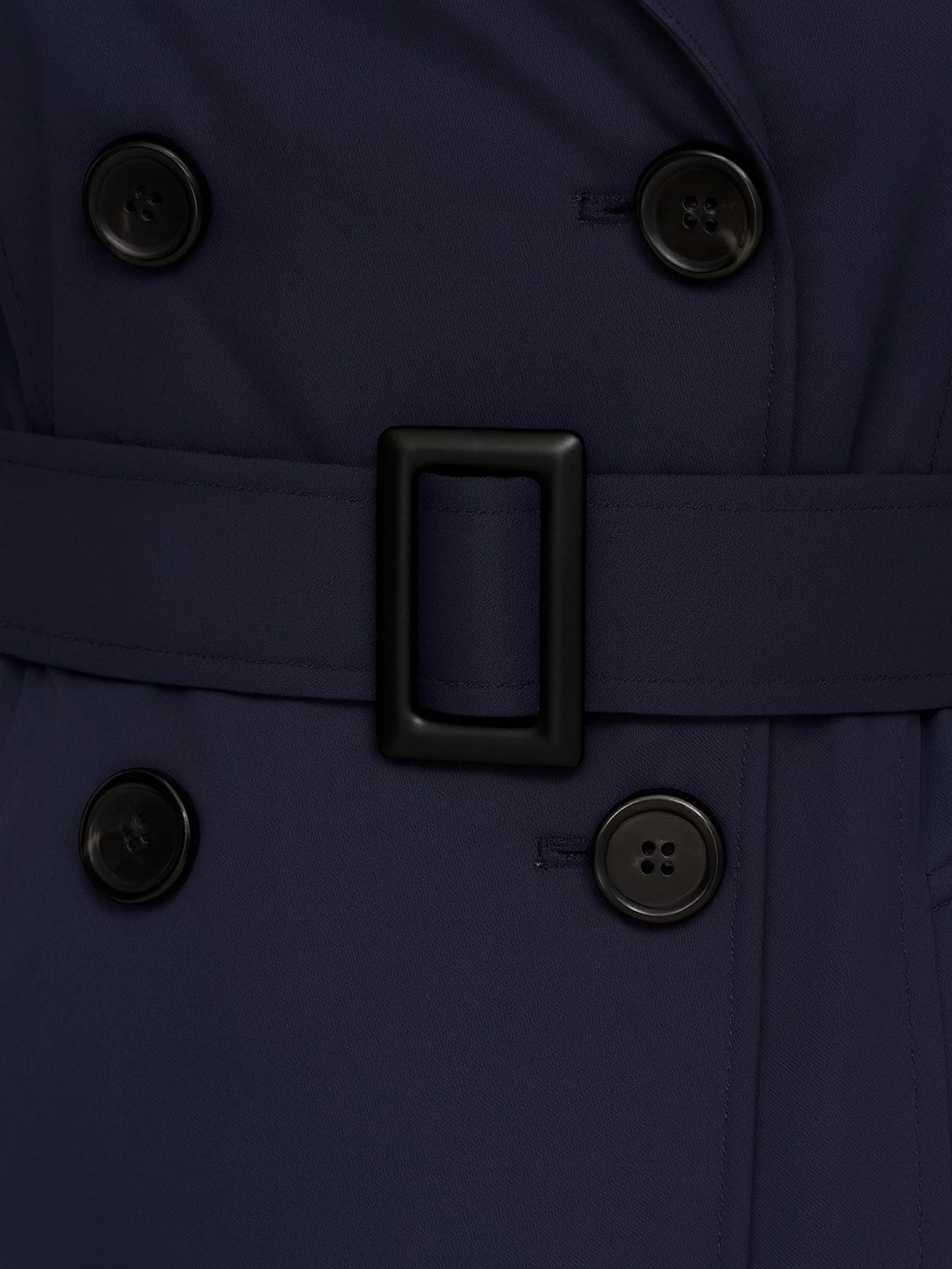 Women's Belted Double Breasted Trench Coat - Navy - Image 4