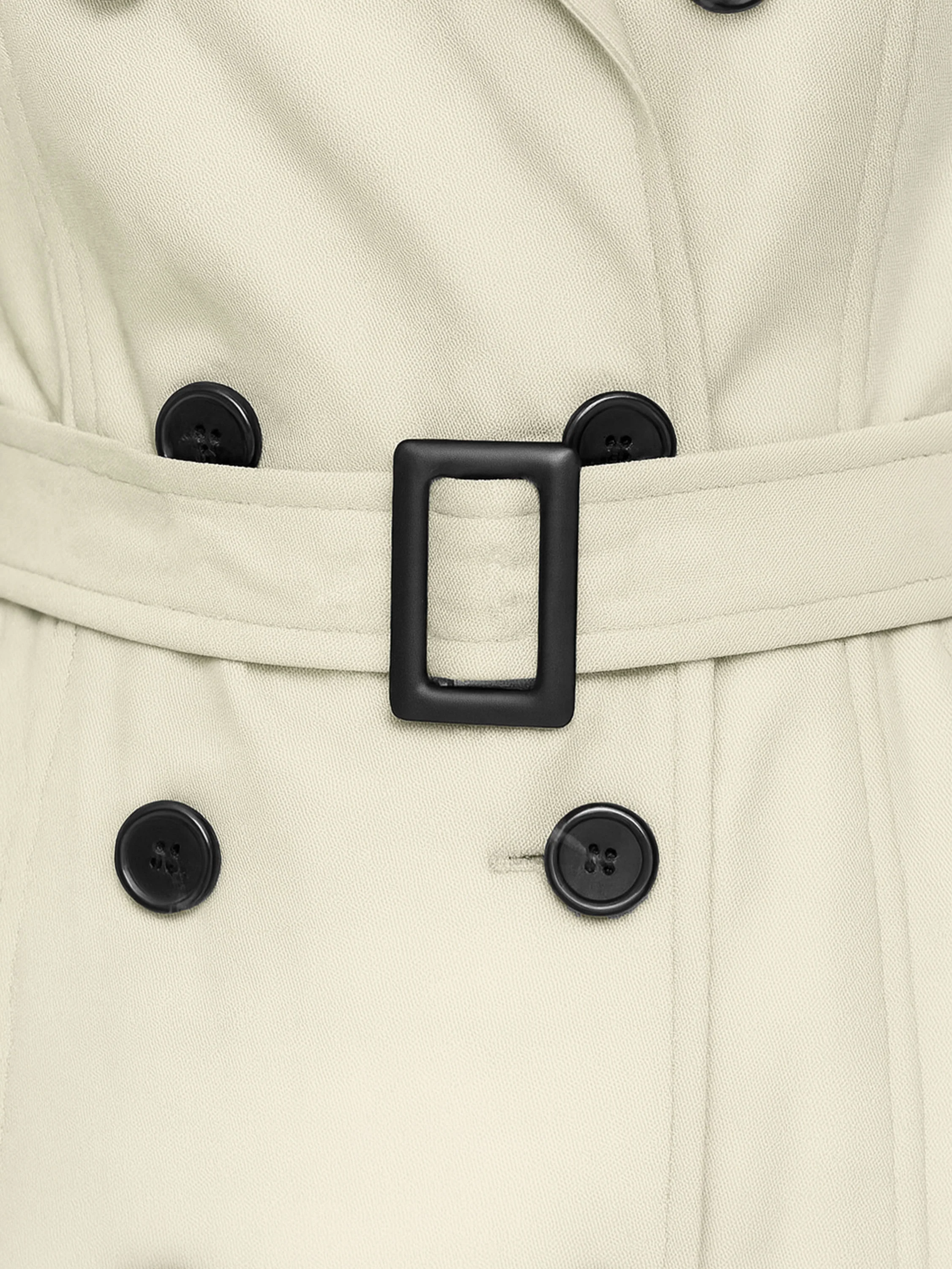 Women's Belted Double Breasted Trench Coat - White - Image 3
