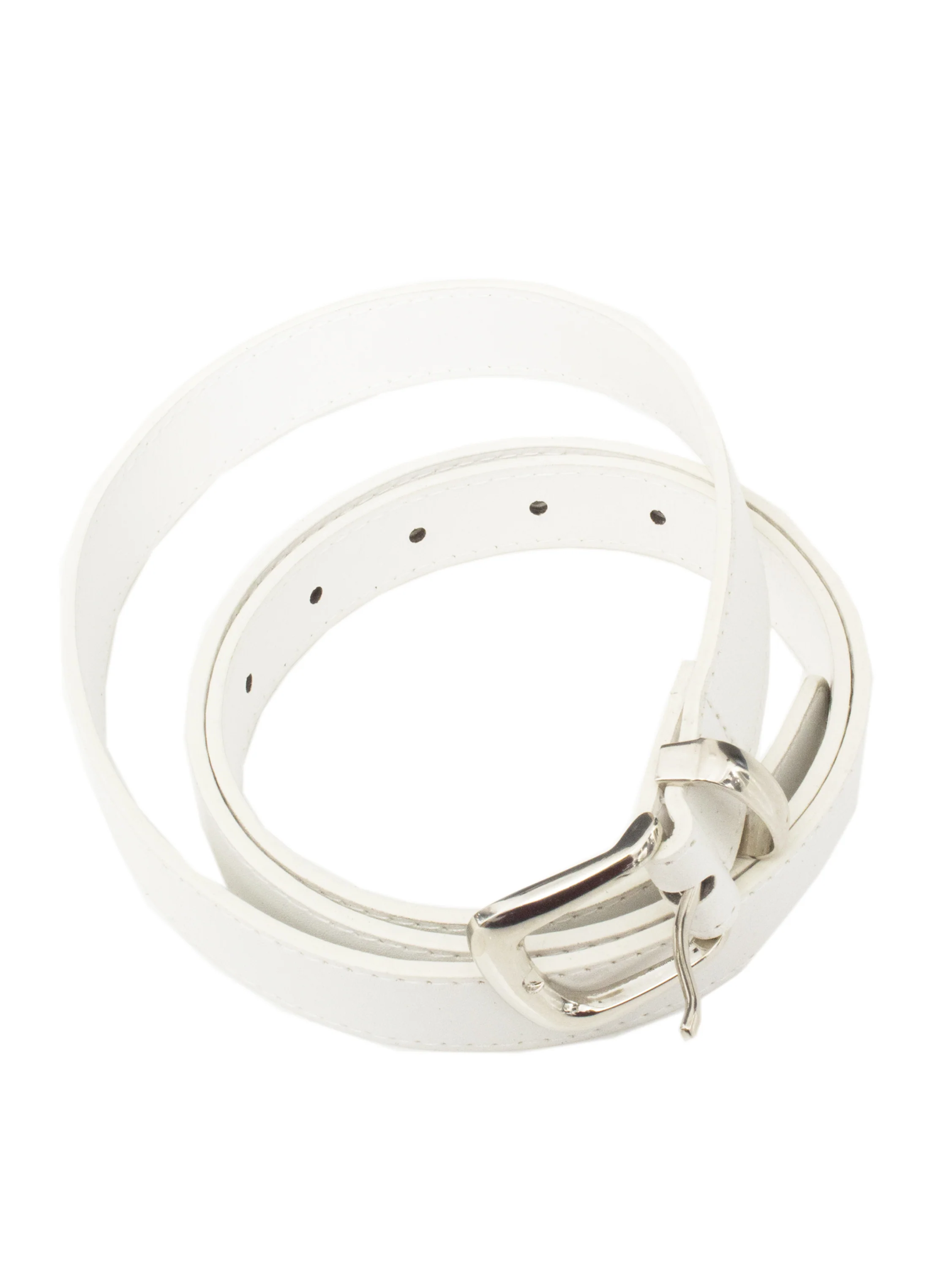 Womens Faux Leather Belt - White - Image 2