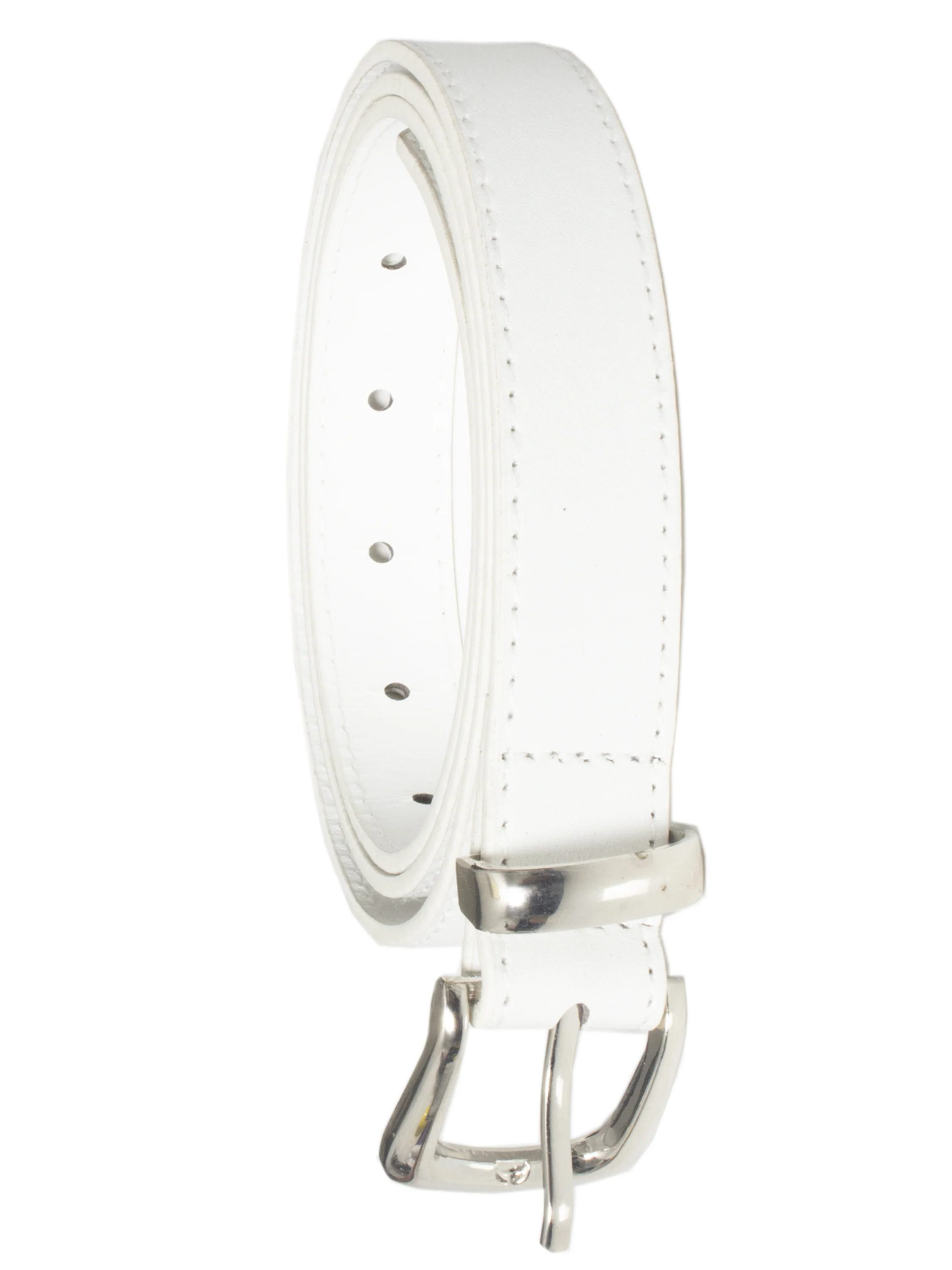 Womens Faux Leather Belt - White - Image 3