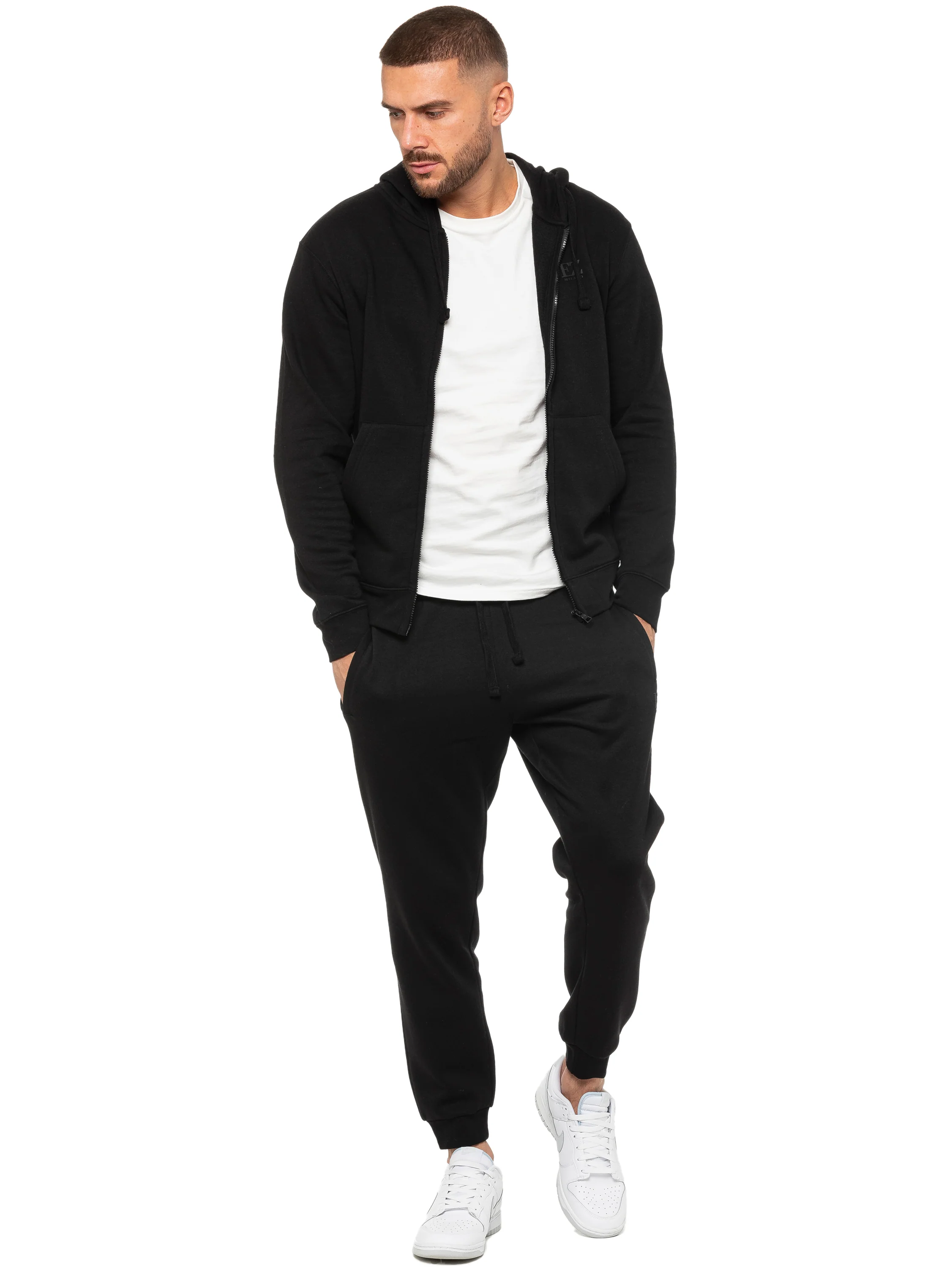 Zip Up Hoodie and Joggers Set - Black - Image 3