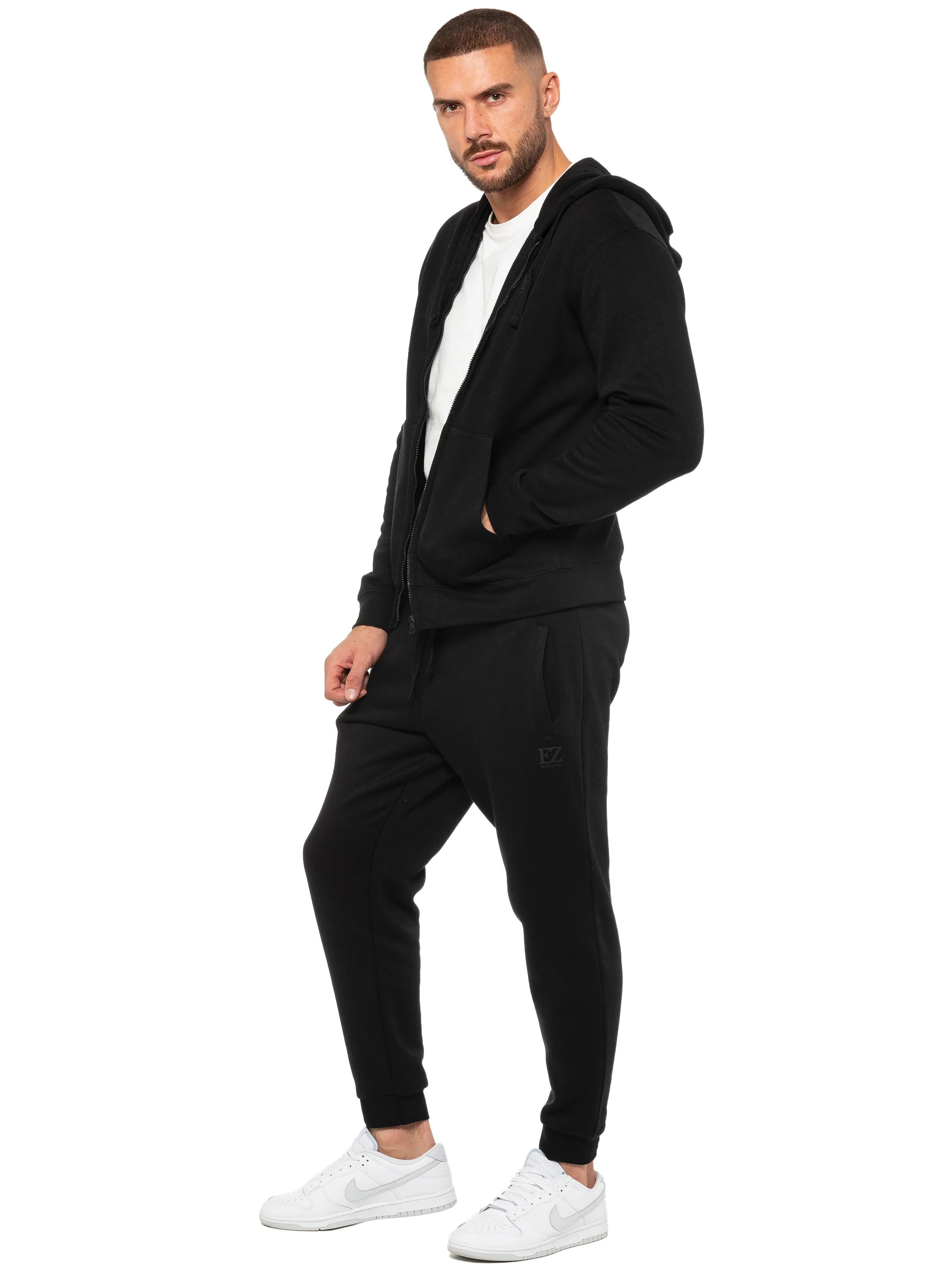 Zip Up Hoodie and Joggers Set - Black - Image 4