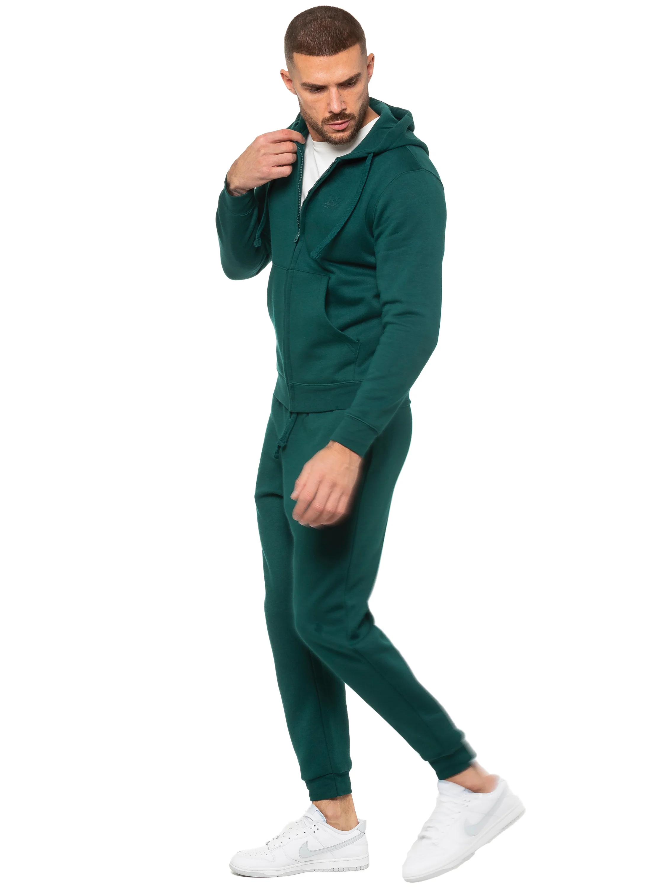 Zip Up Hoodie and Joggers Set - Green - Image 3